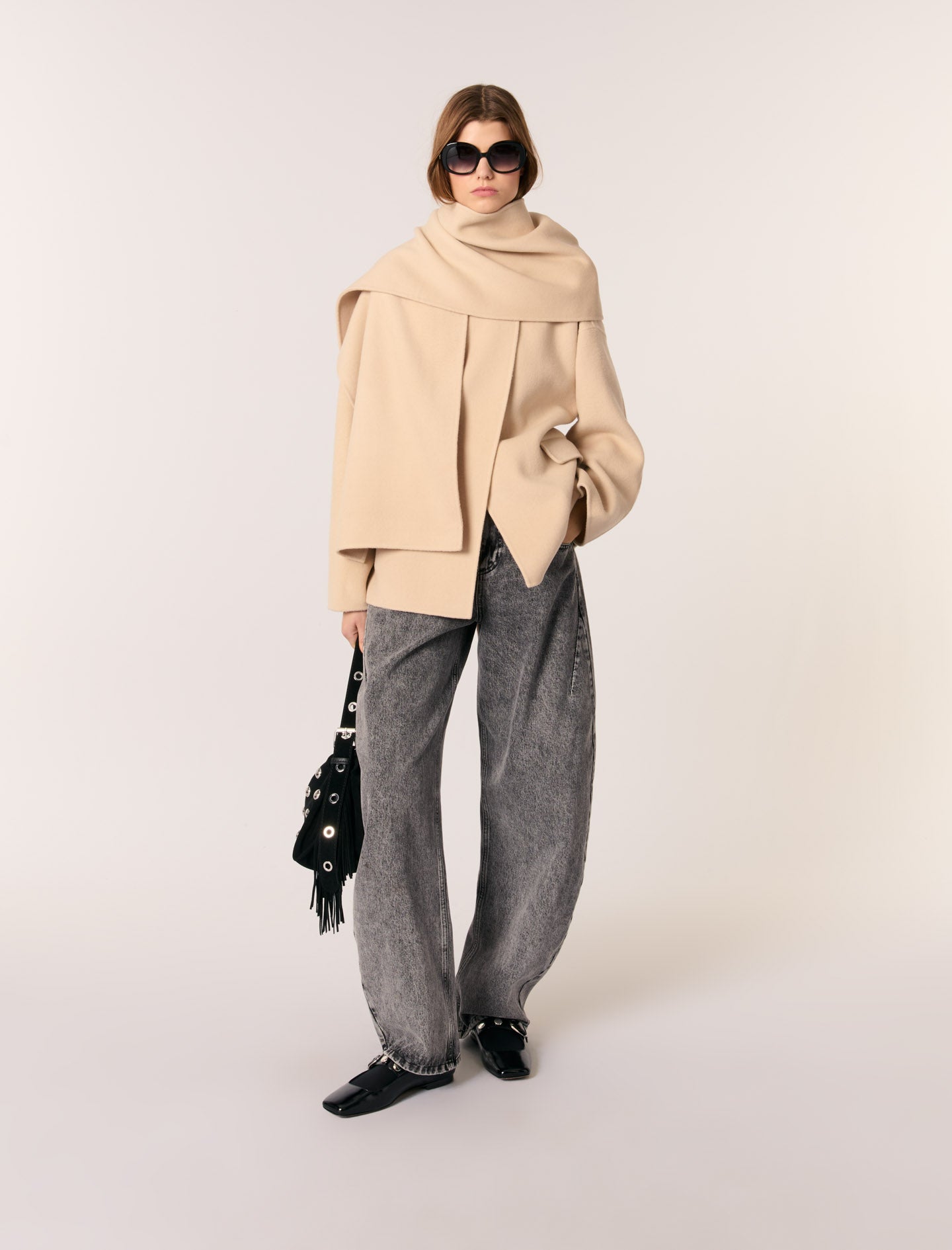 Beige featured Fringed Cardigan