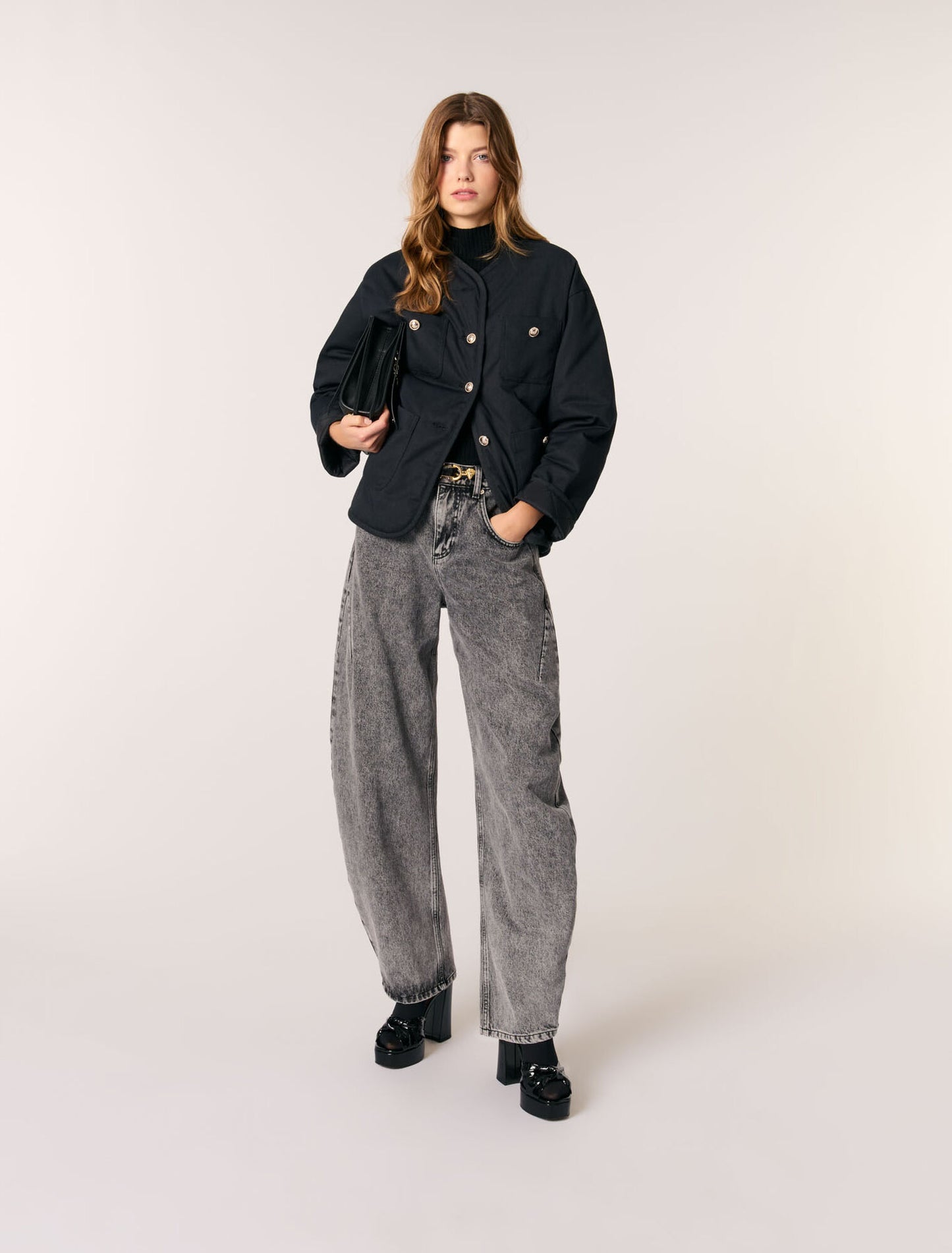 Black-featured-Reversible quilted coat