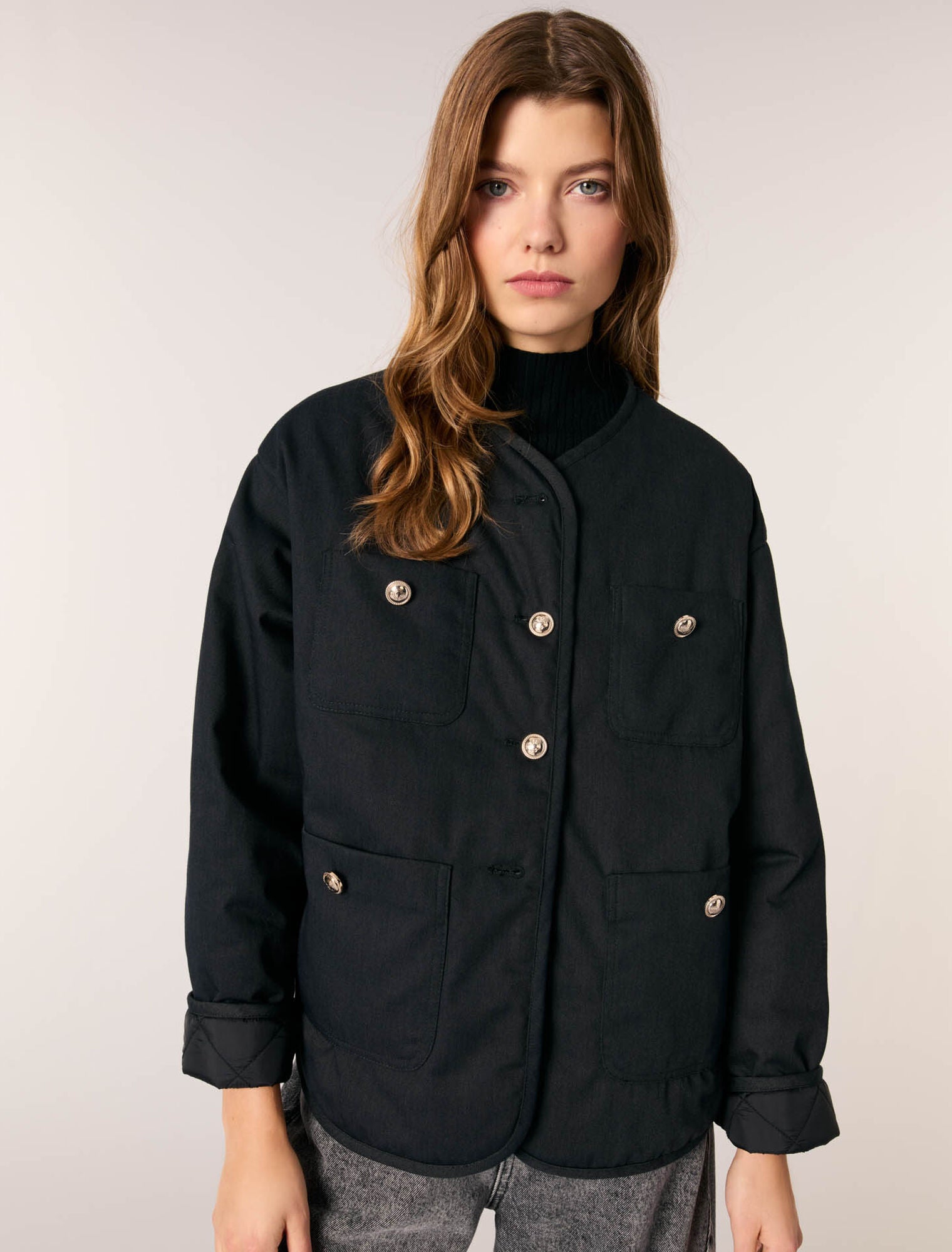 Black-Reversible quilted coat