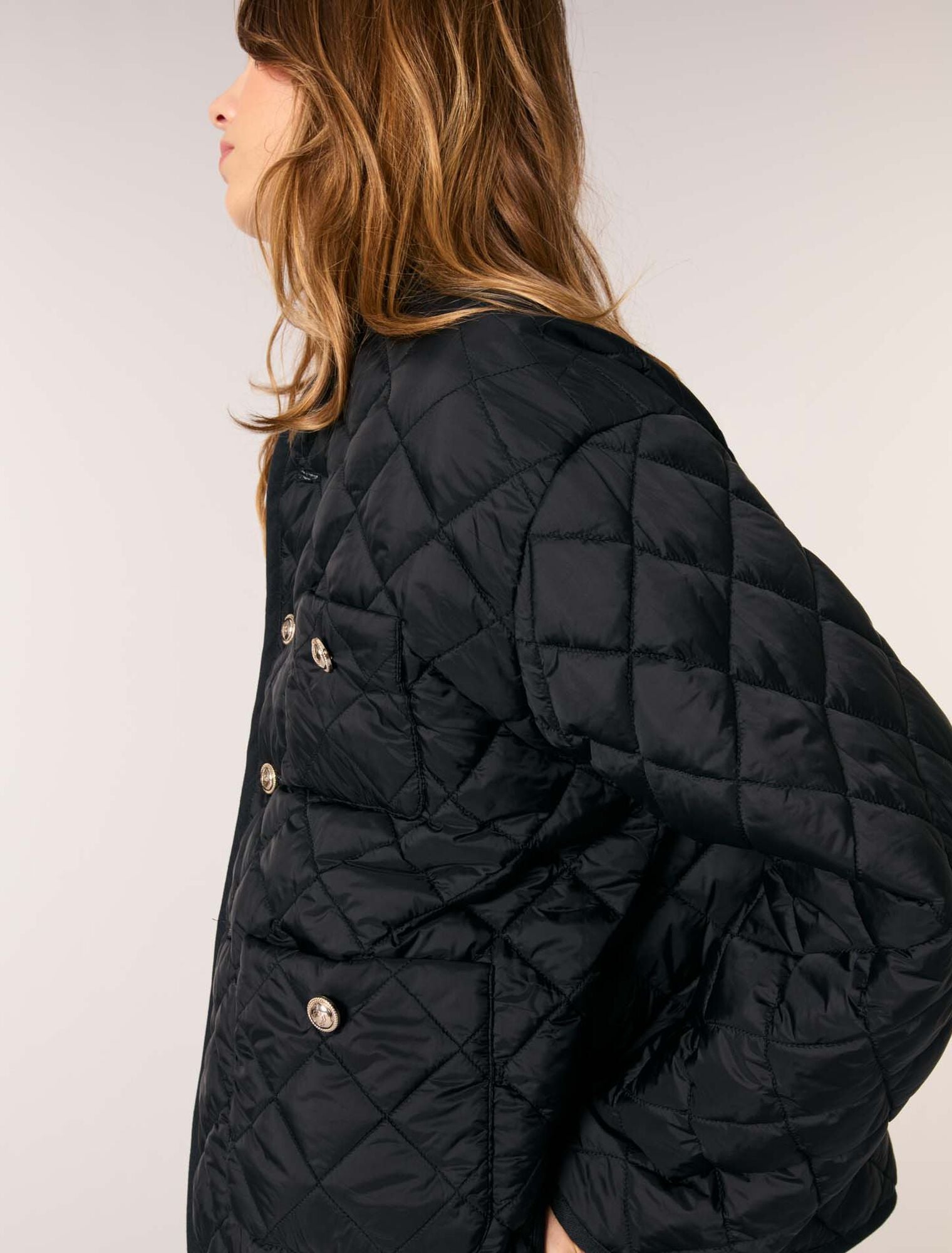 Black-Reversible quilted coat