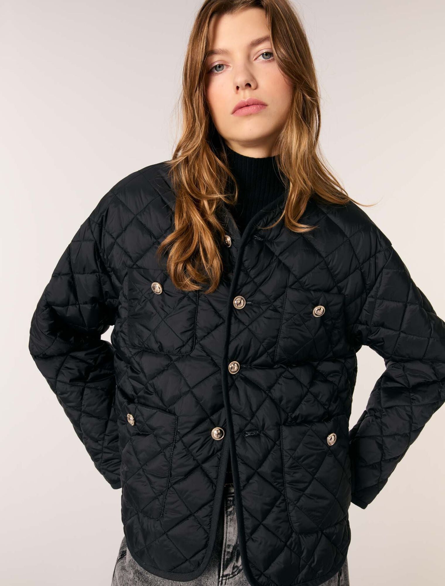 Black-Reversible quilted coat