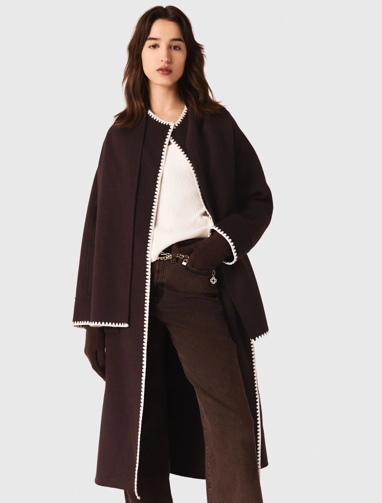Embroidered double-faced coat