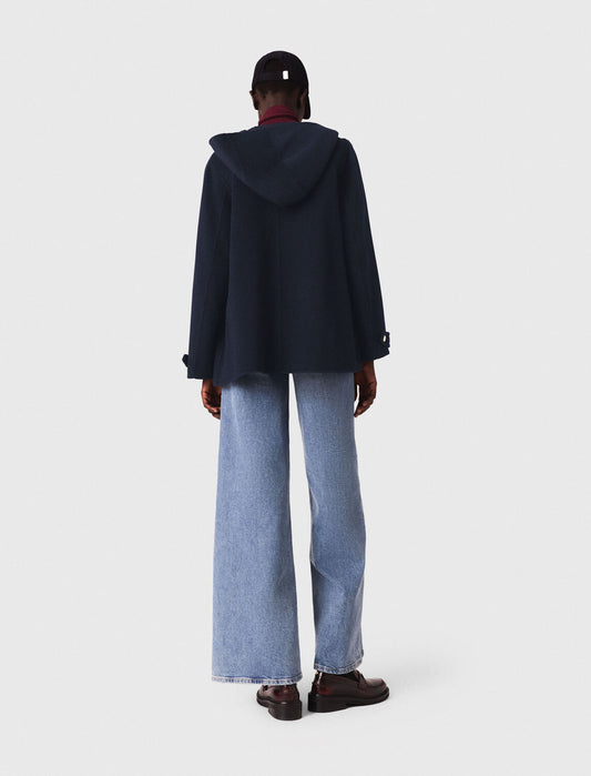 Hooded double-faced coat Navy