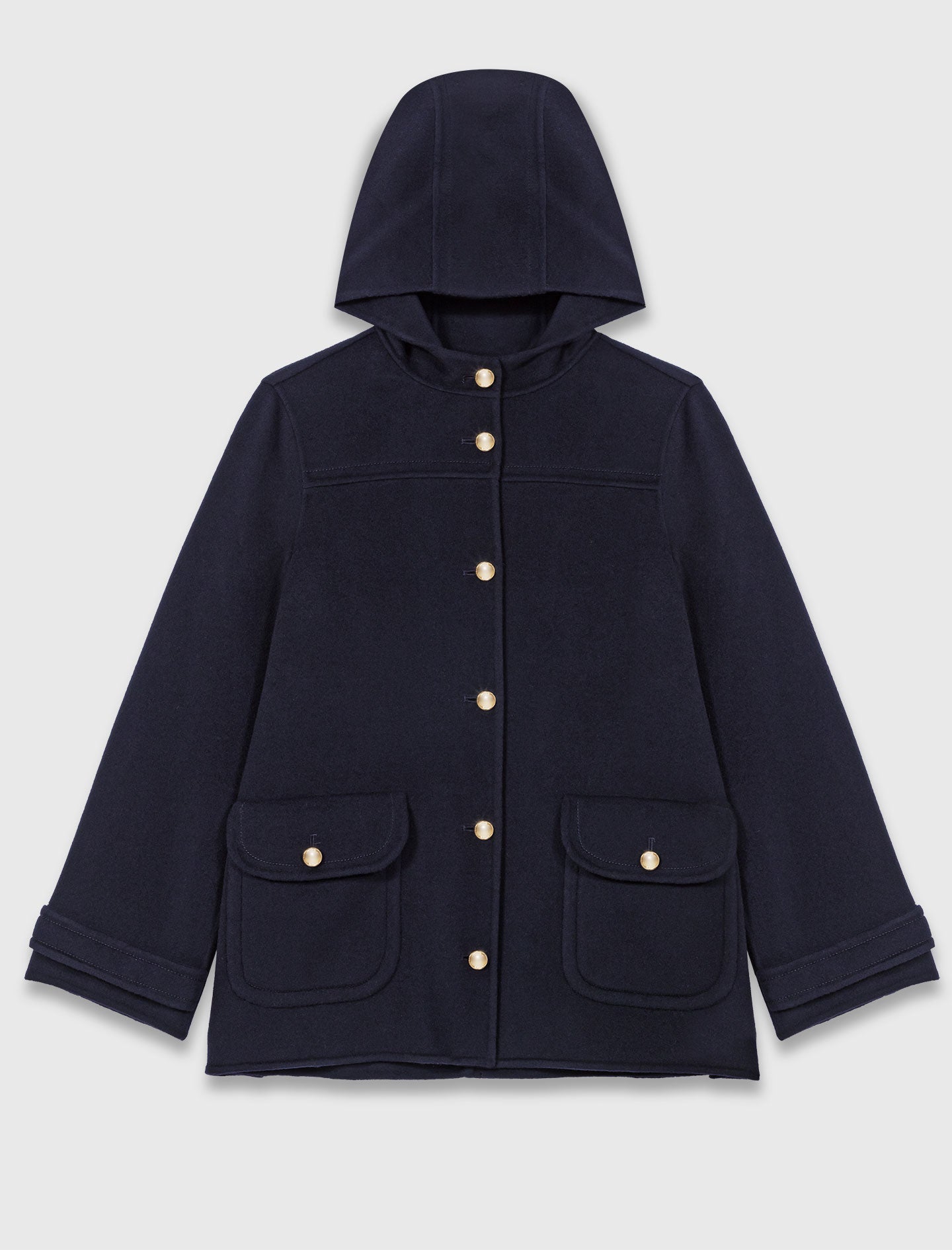 Hooded double-faced coat Navy