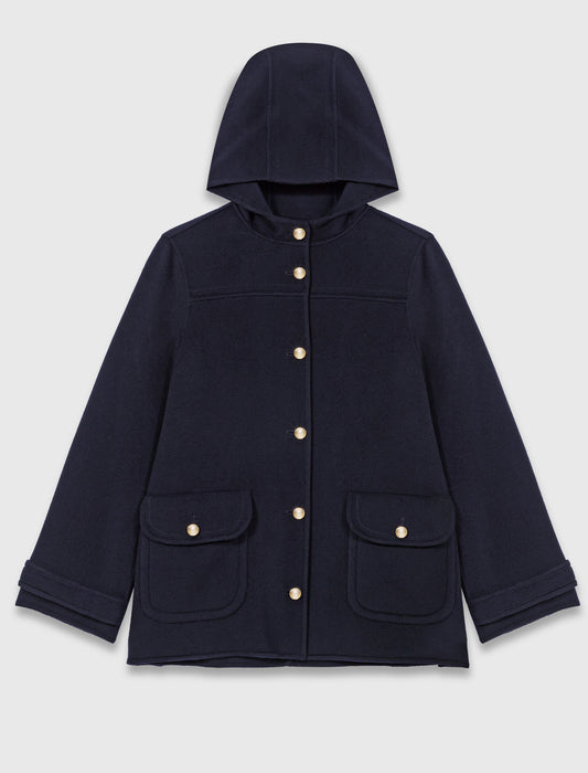 Hooded double-faced coat Navy