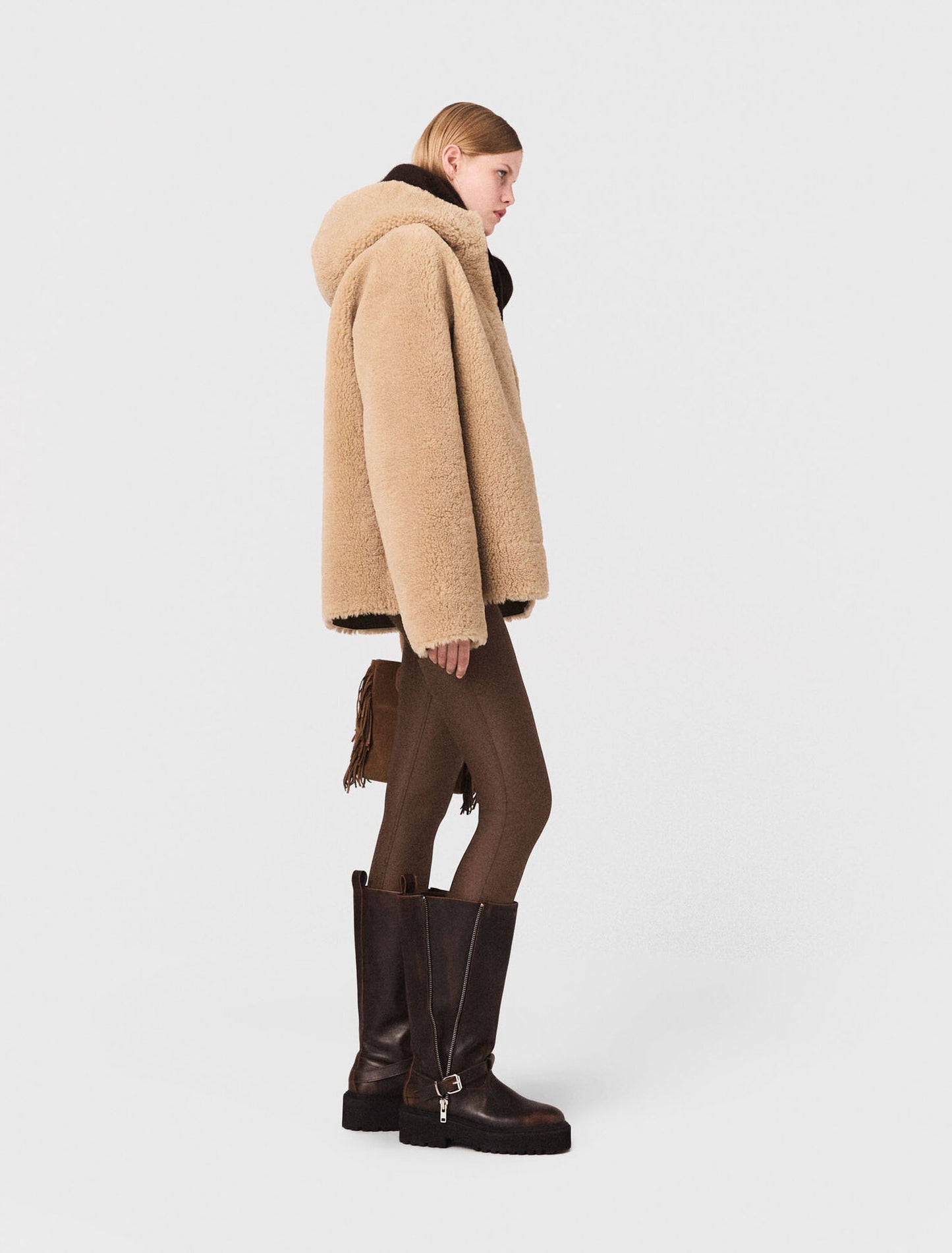 Reversible coat with hood Camel