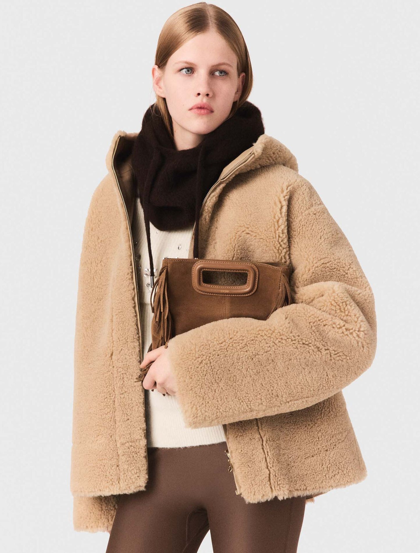 Reversible coat with hood Camel