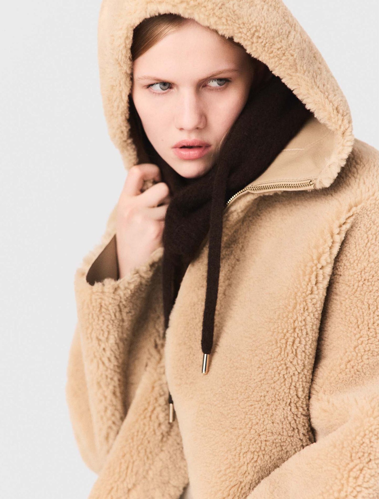 Reversible coat with hood Camel
