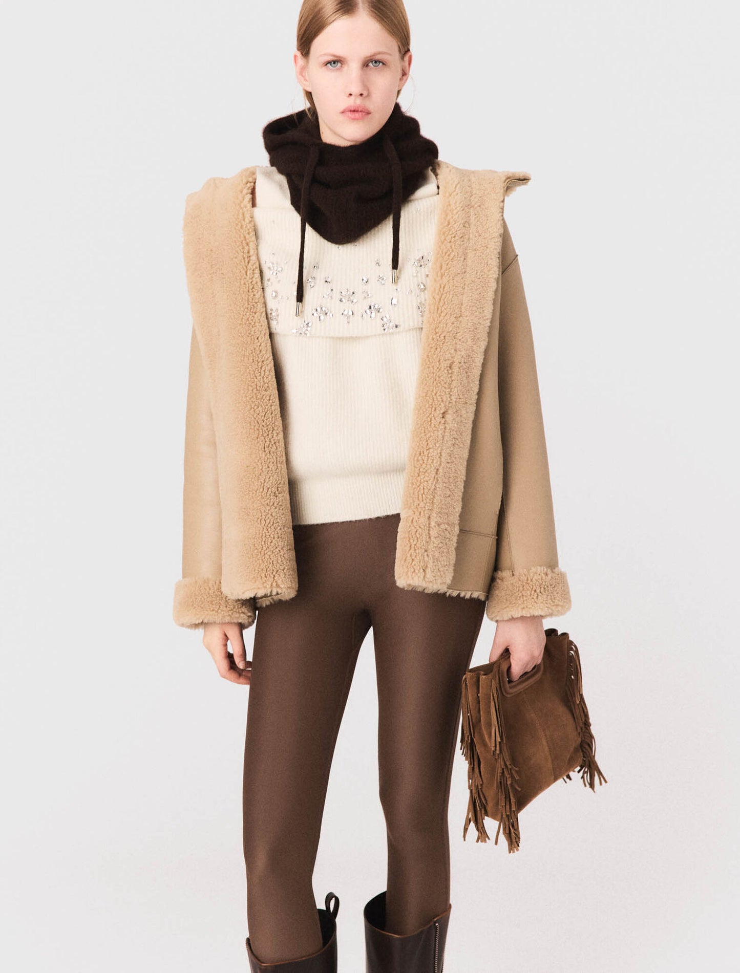 Reversible coat with hood Camel