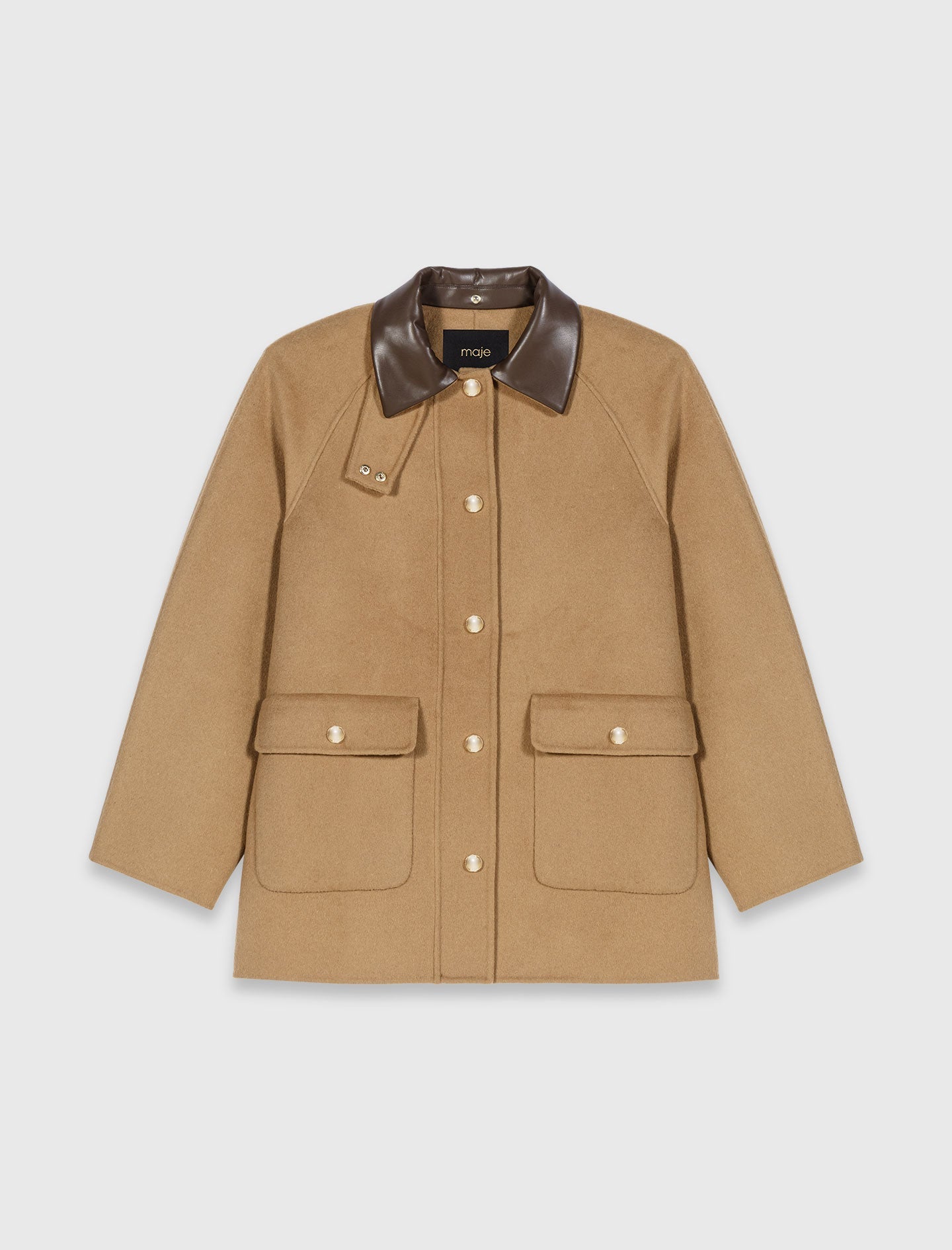 Wool Coat With Removable Hood BEIGE