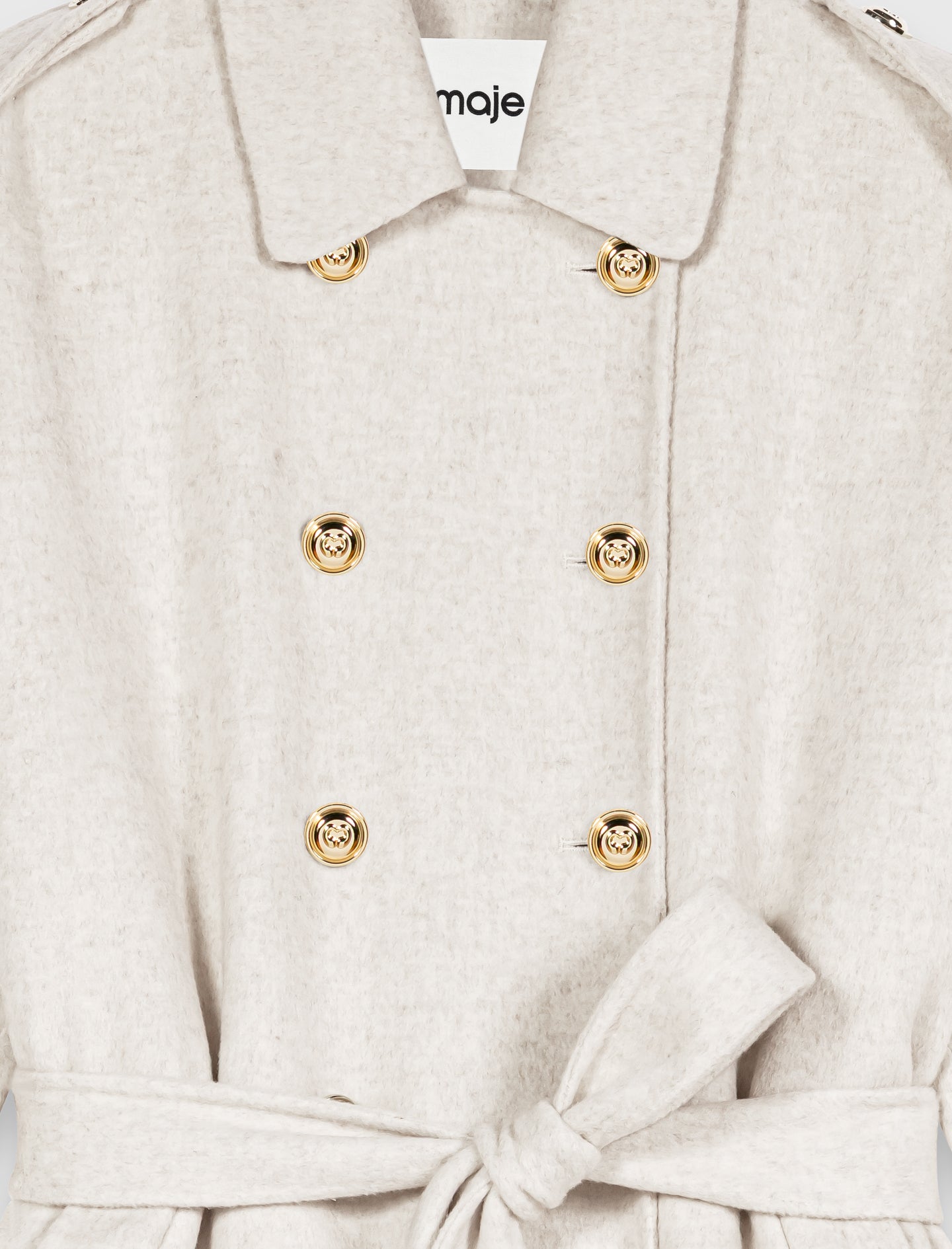 Double-faced mid-length coat Ecru