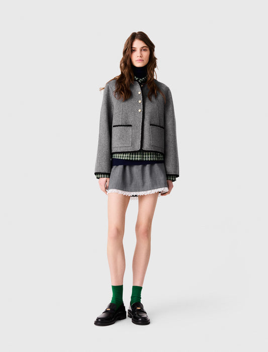 Short double-faced coat Light Grey