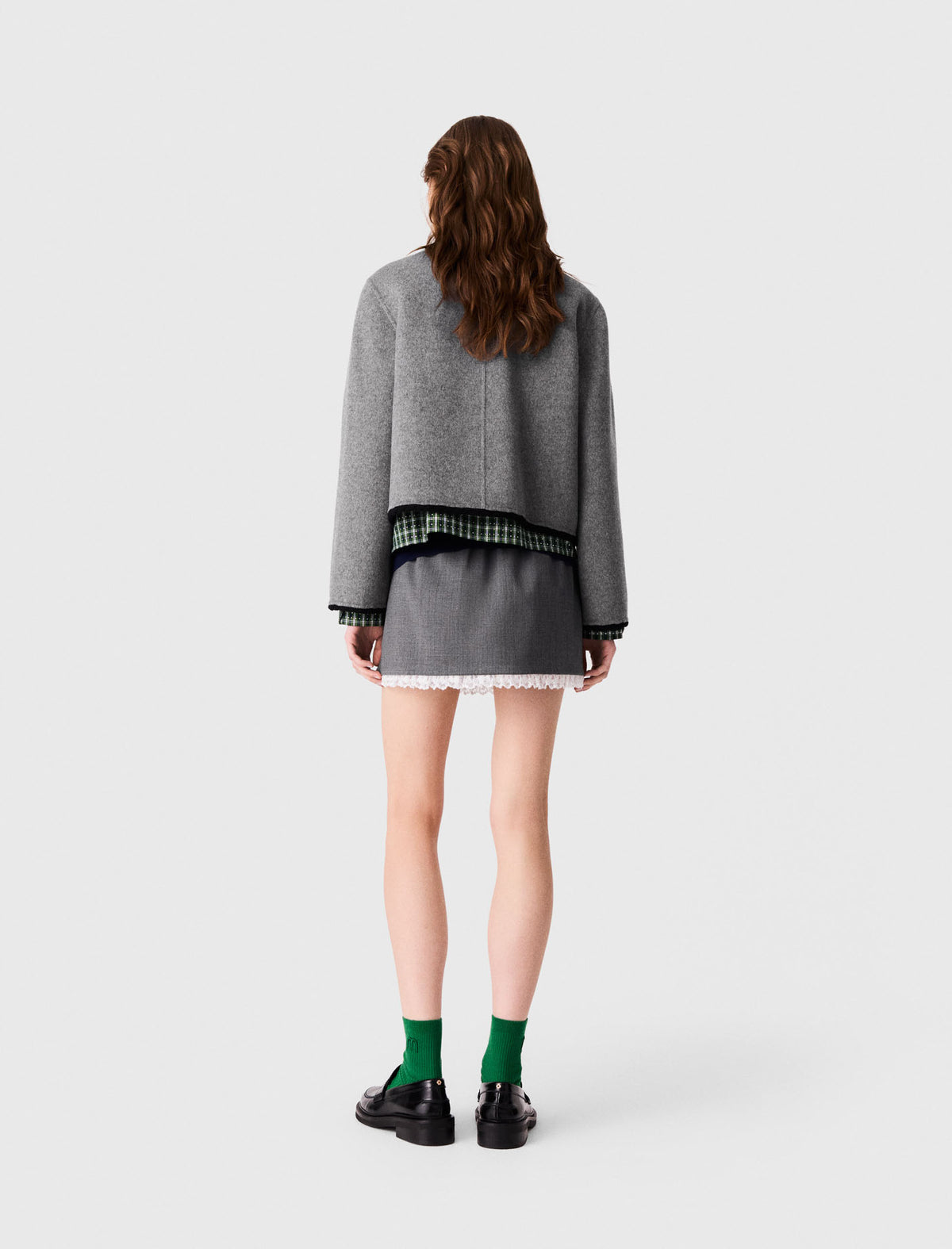 Short double-faced coat Light Grey