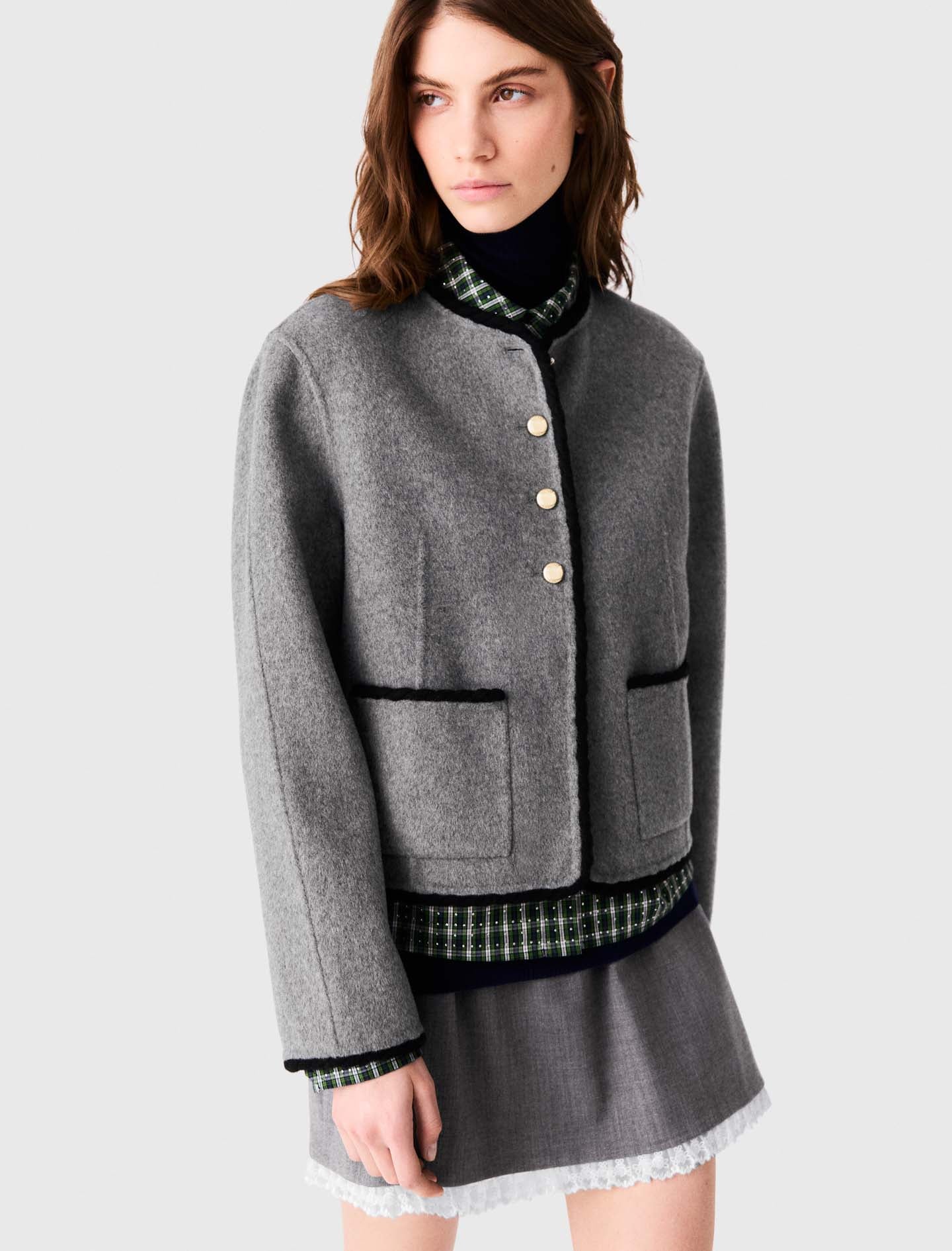 Short double-faced coat Light Grey