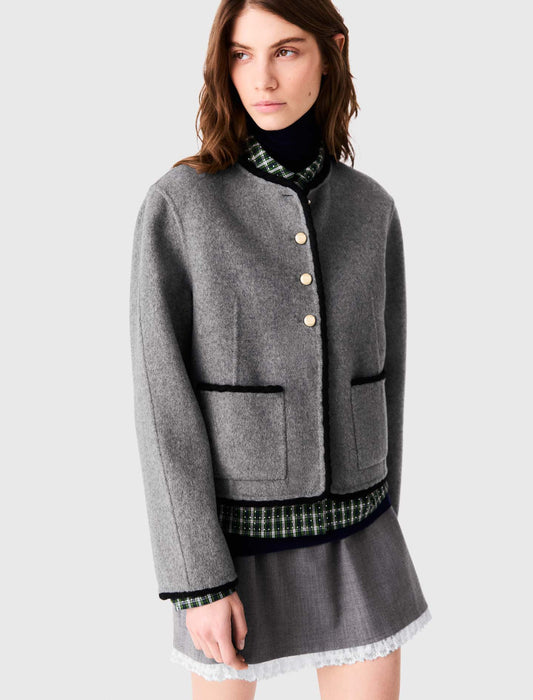 Short double-faced coat Light Grey