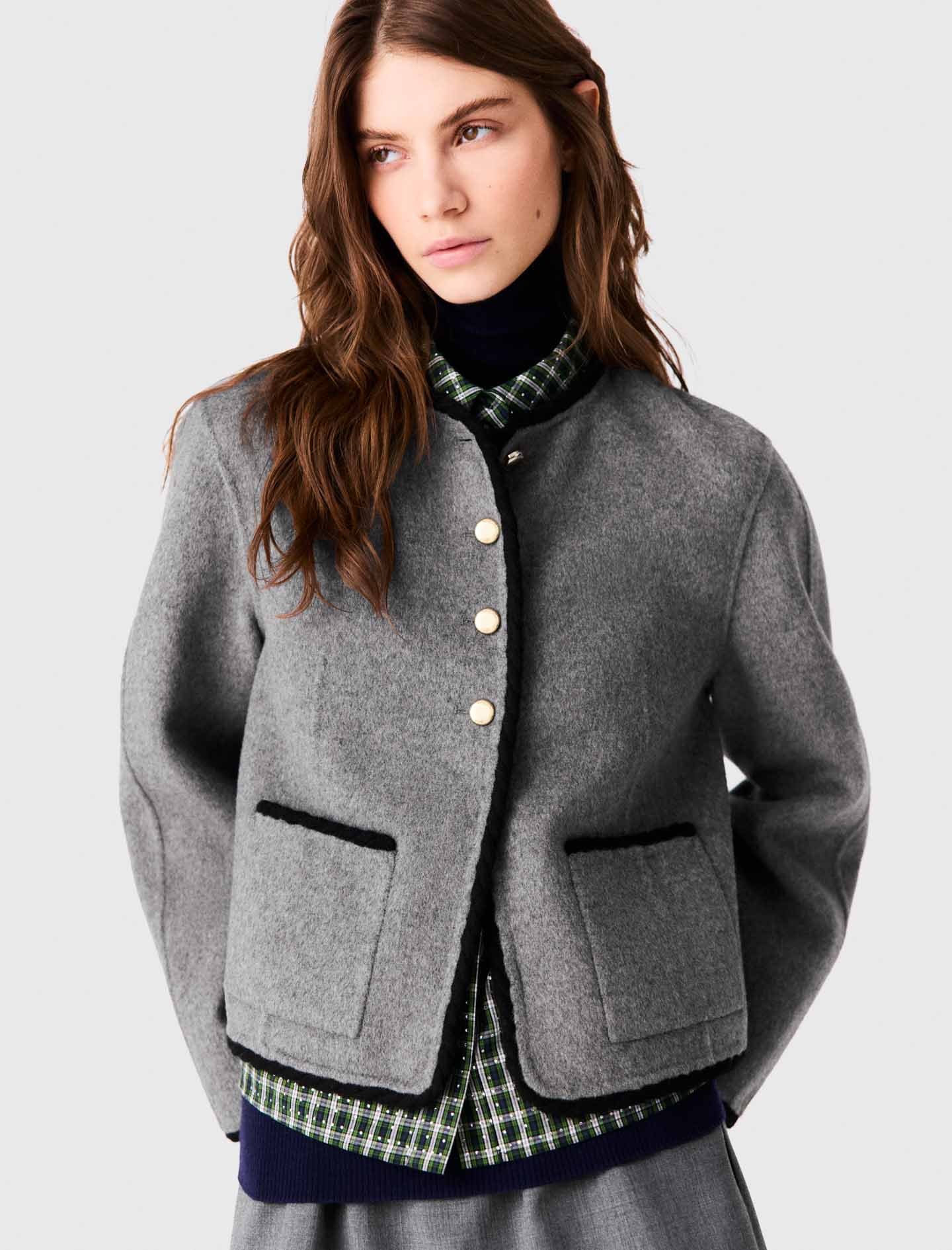 Short double-faced coat Light Grey