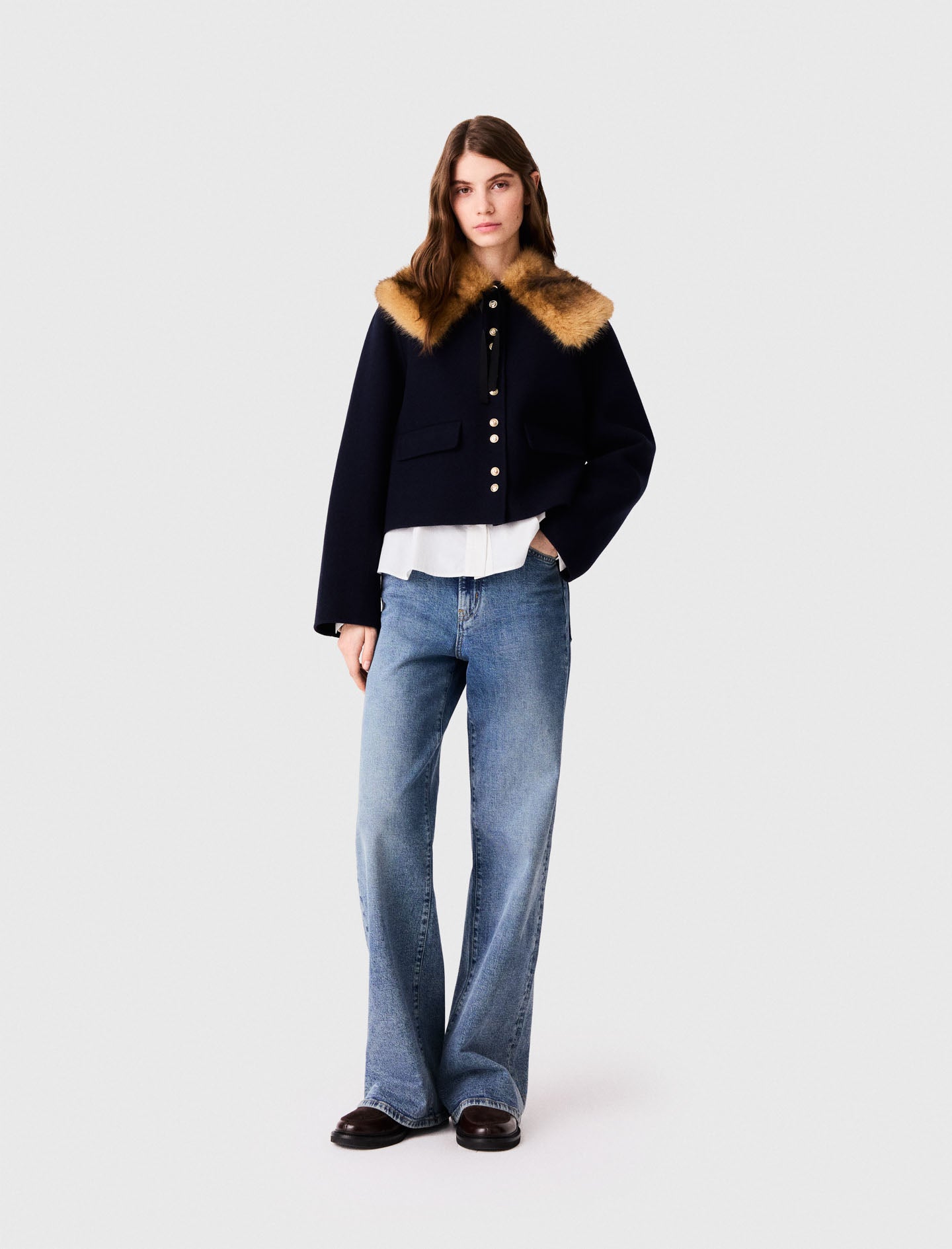 Short double-faced coat Navy
