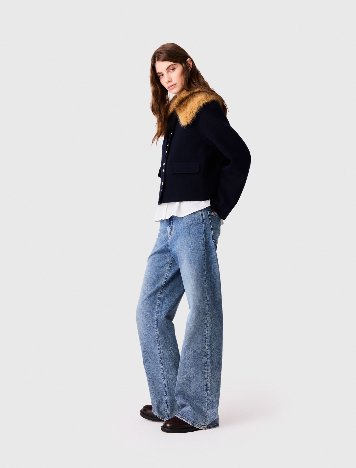 Short double-faced coat Navy