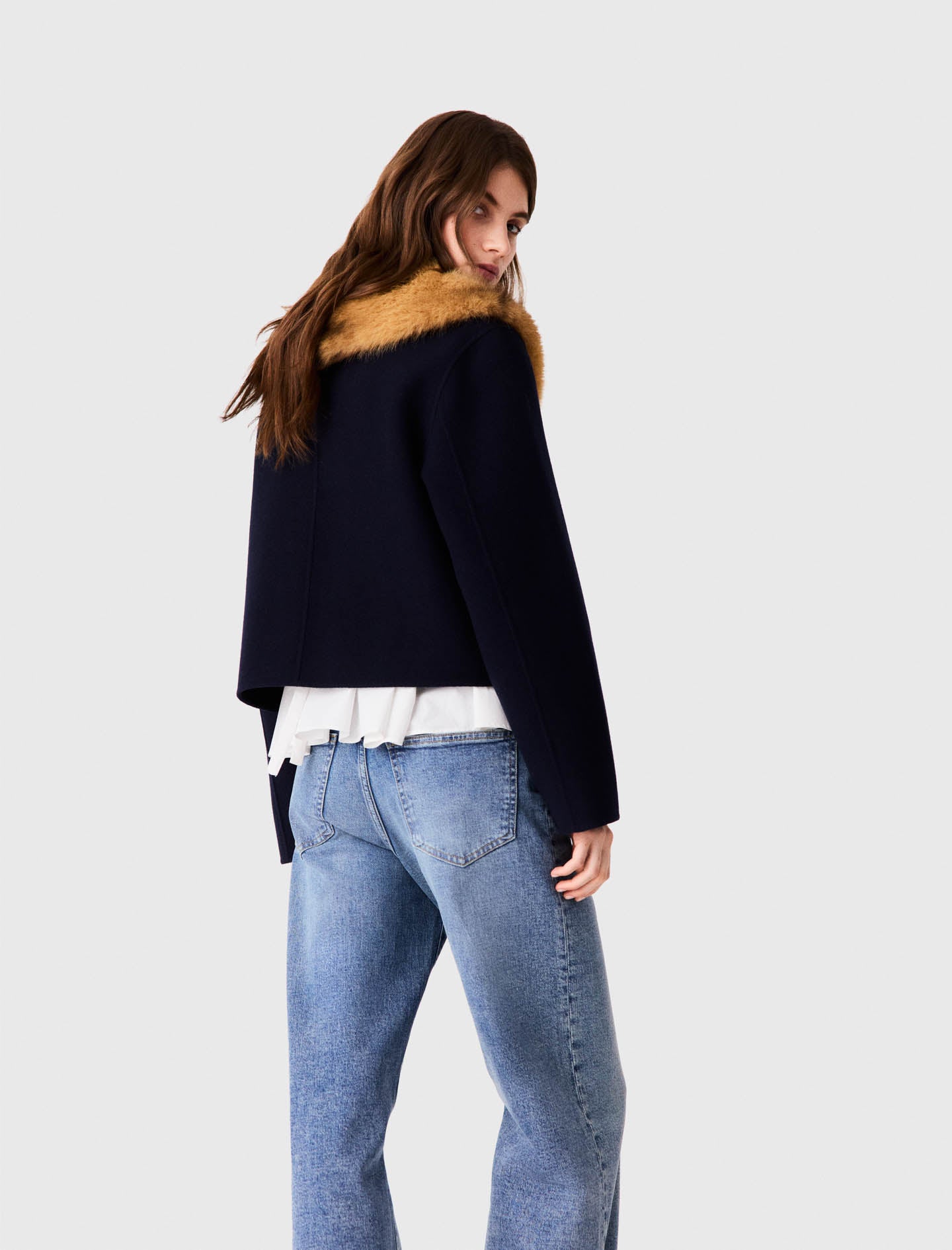 Short double-faced coat Navy