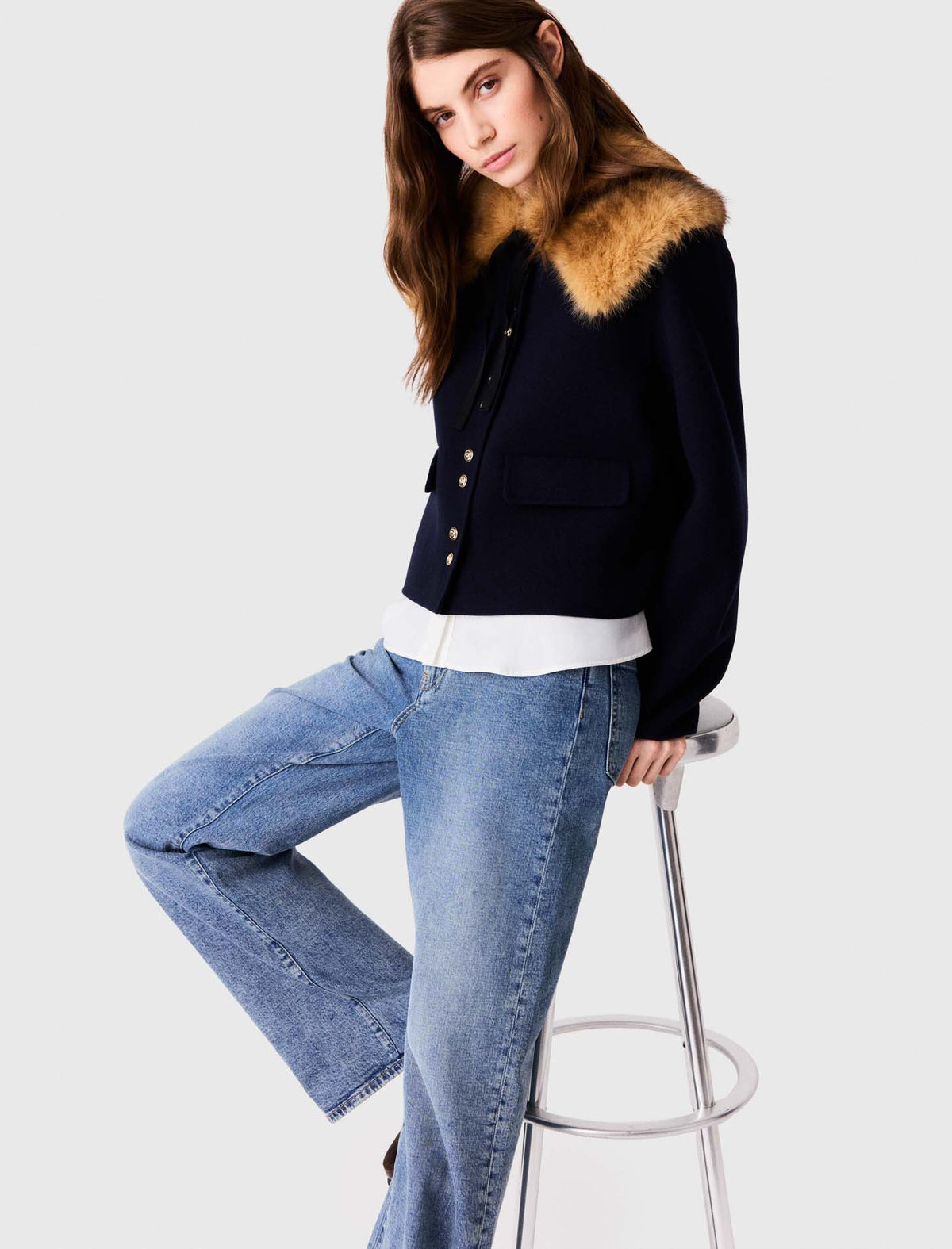Short double-faced coat Navy