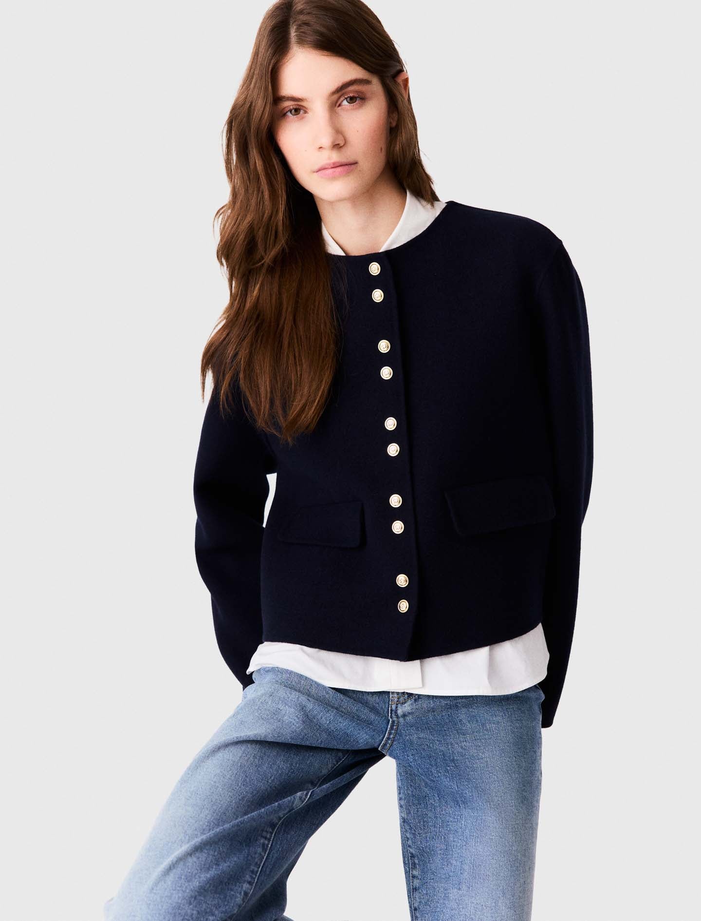 Short double-faced coat Navy