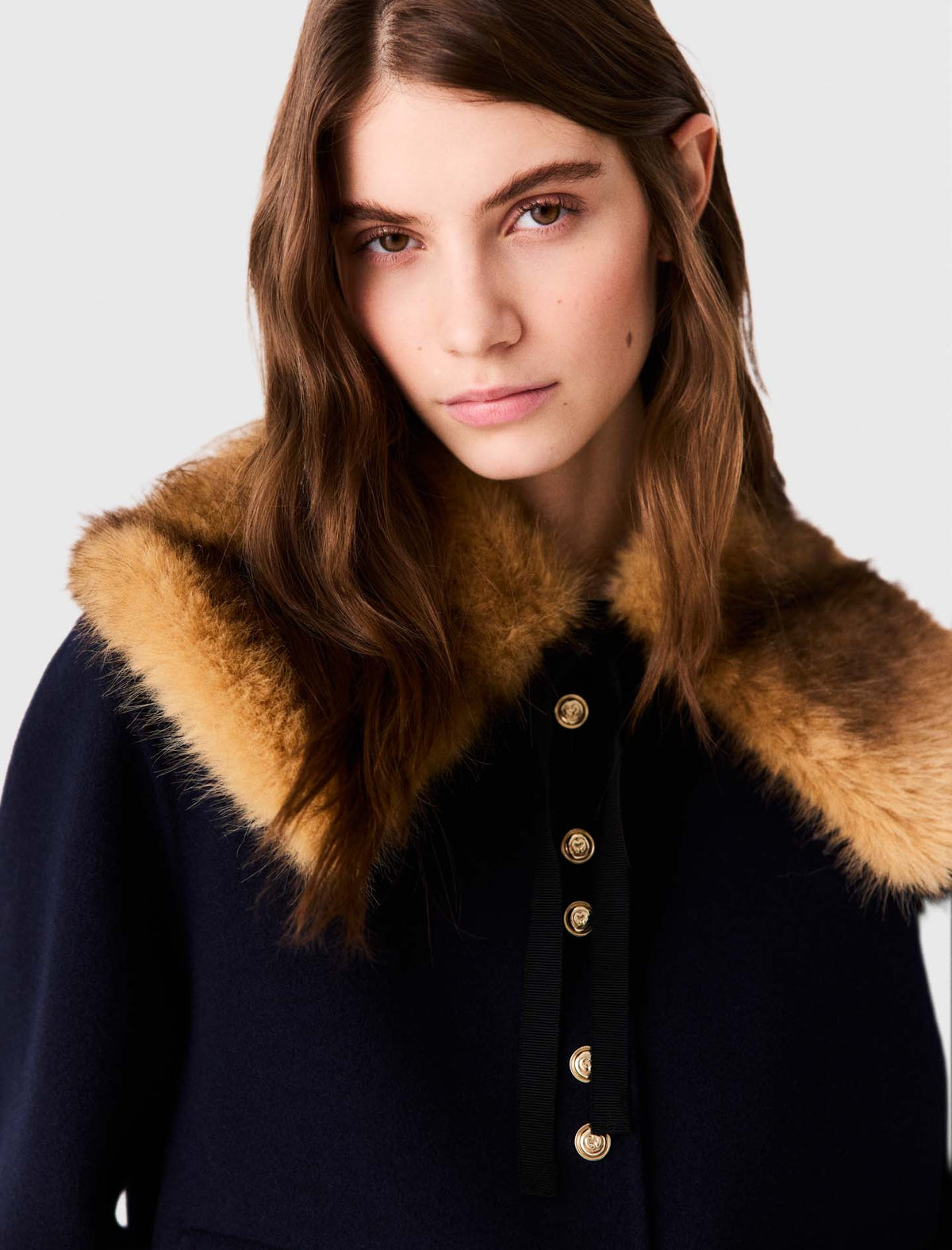 Short double-faced coat Navy