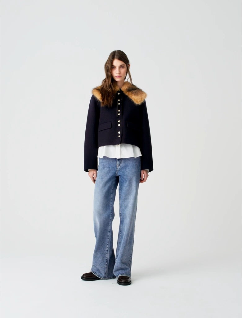 Short double-faced coat Navy