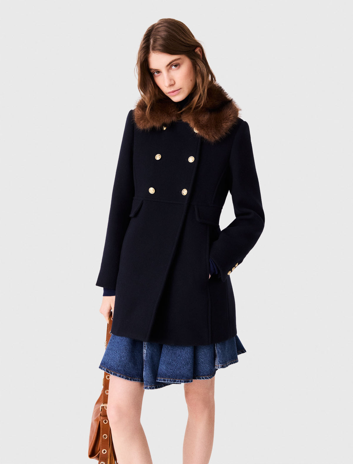 Wool blend coat Navy