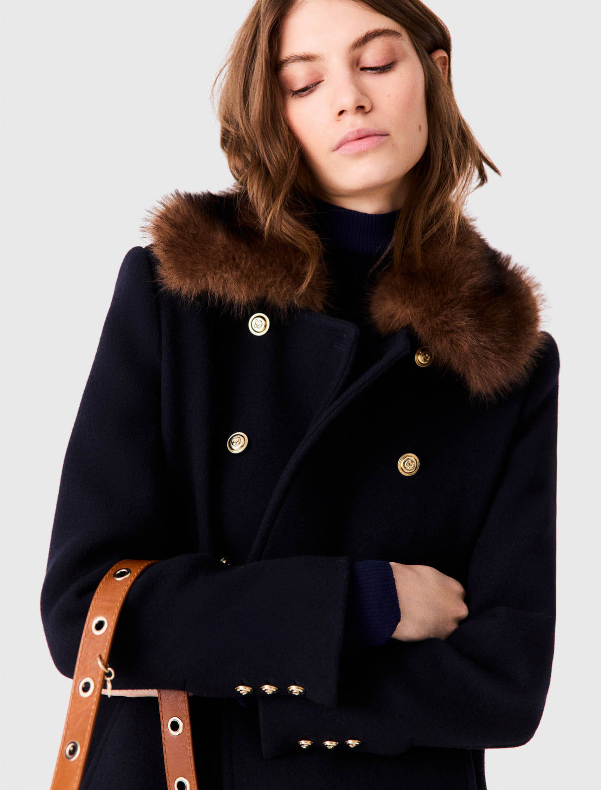 Wool blend coat Navy