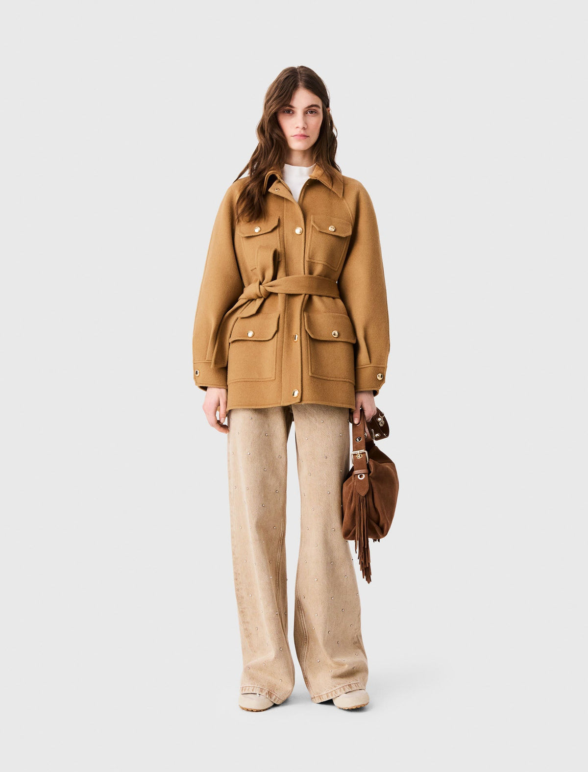 Mid-Length Wool Coat Camel