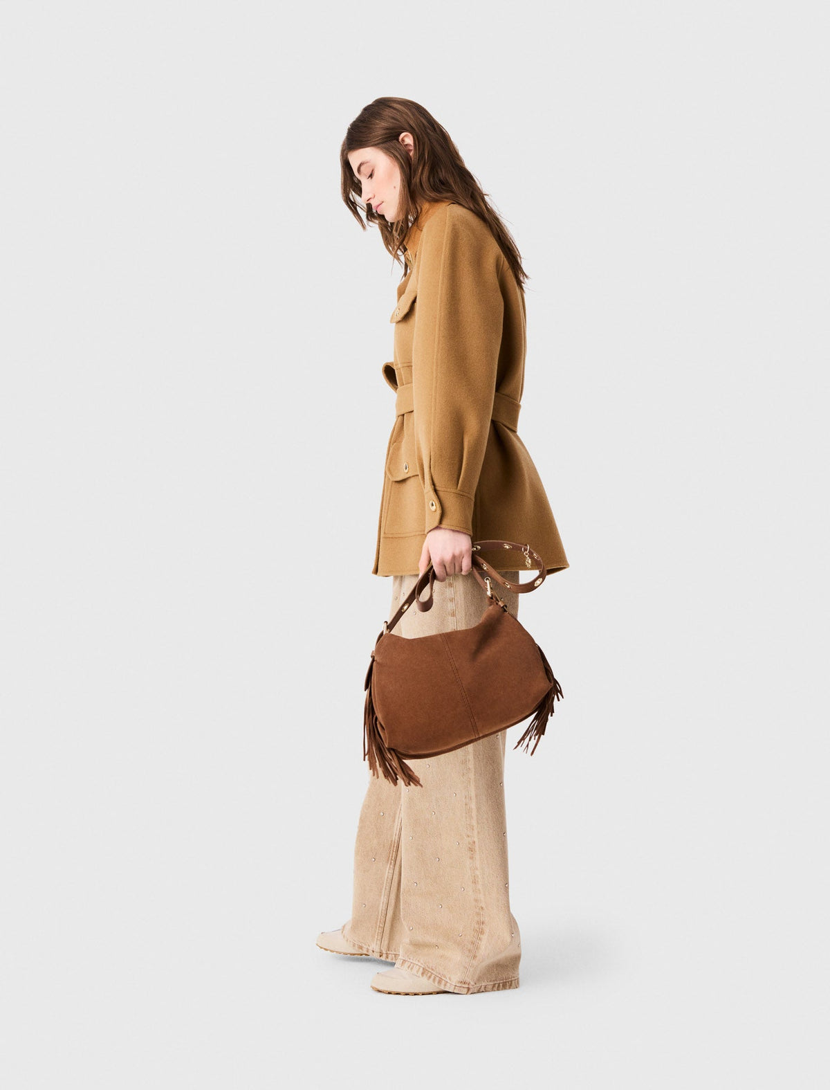 Mid-Length Wool Coat Camel