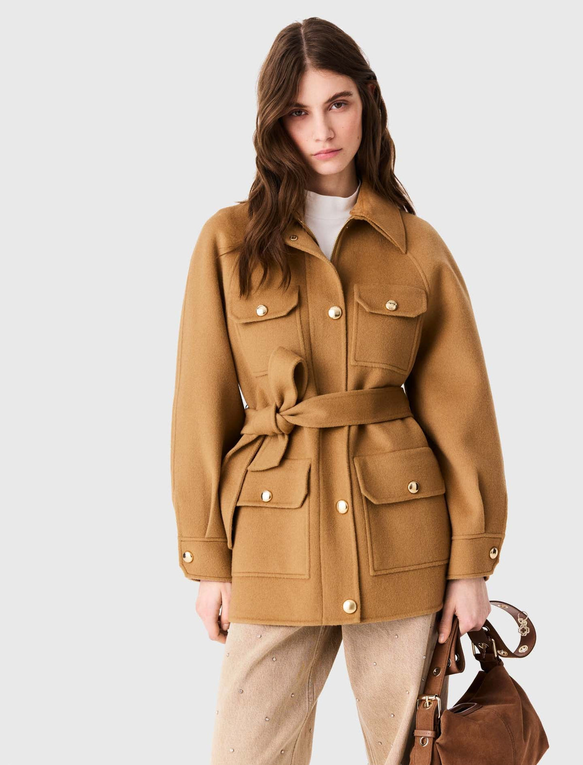 Mid-Length Wool Coat Camel