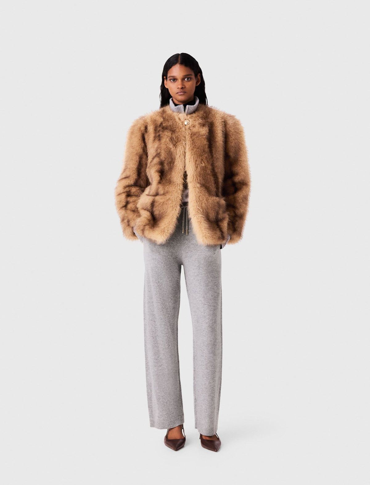Maje Faux Fur Beige