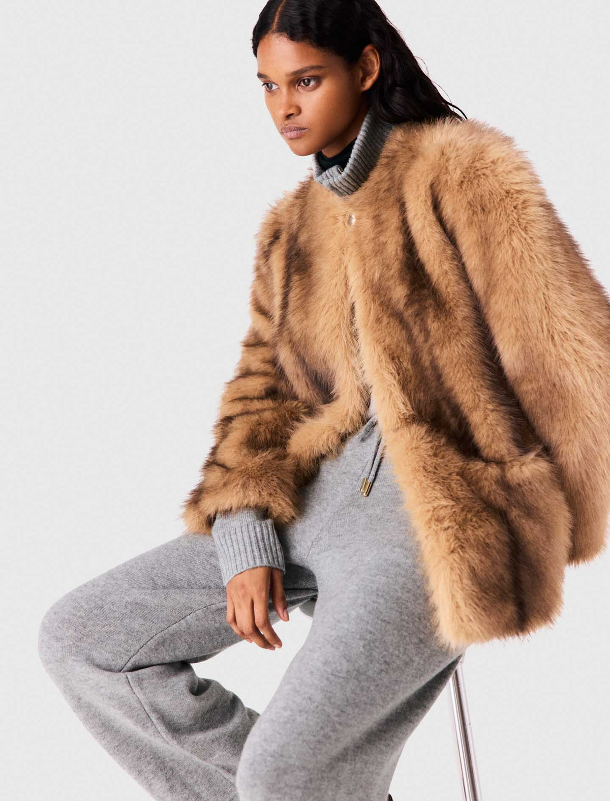 Maje Faux Fur Beige