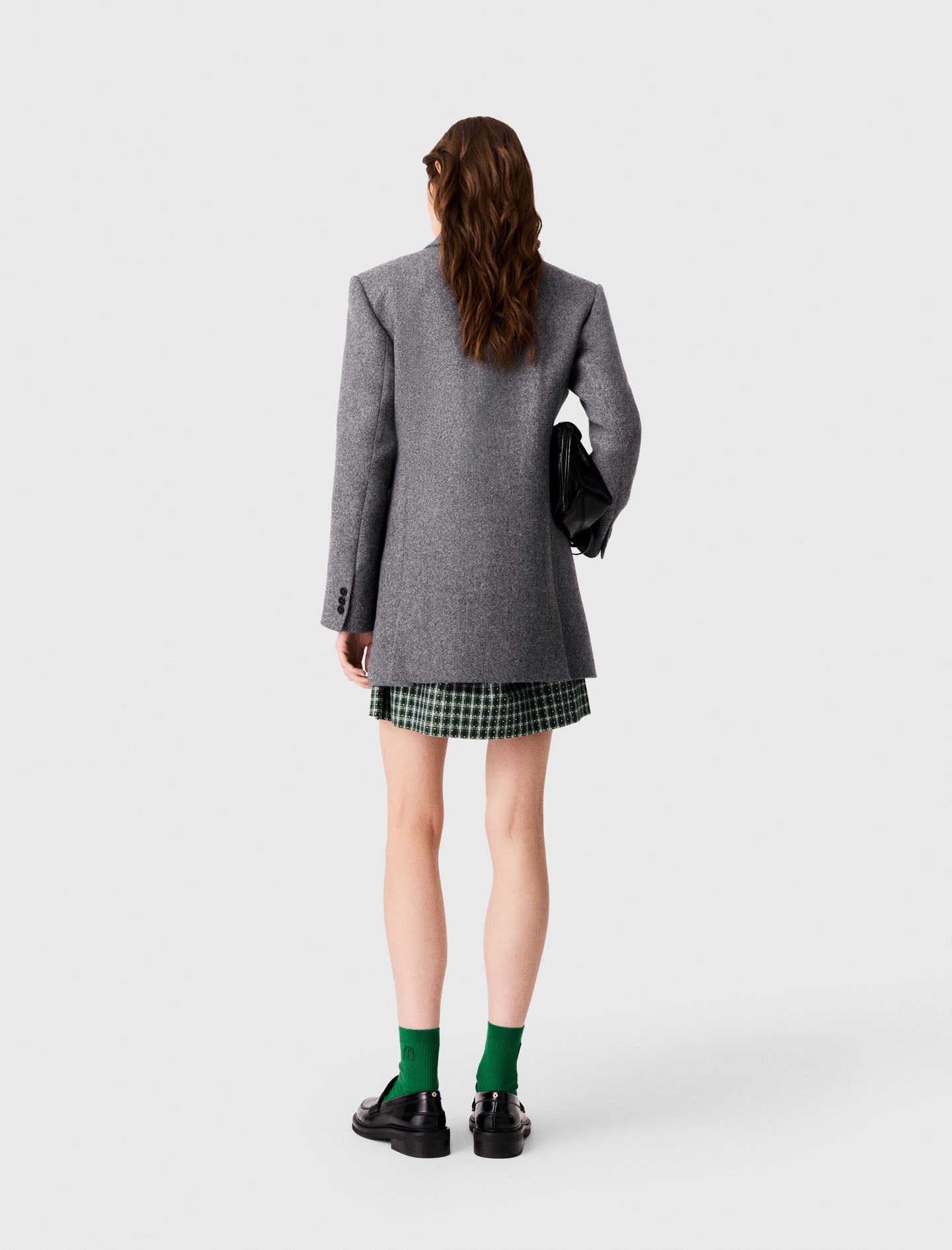 Mid-length wool blend coat Grey