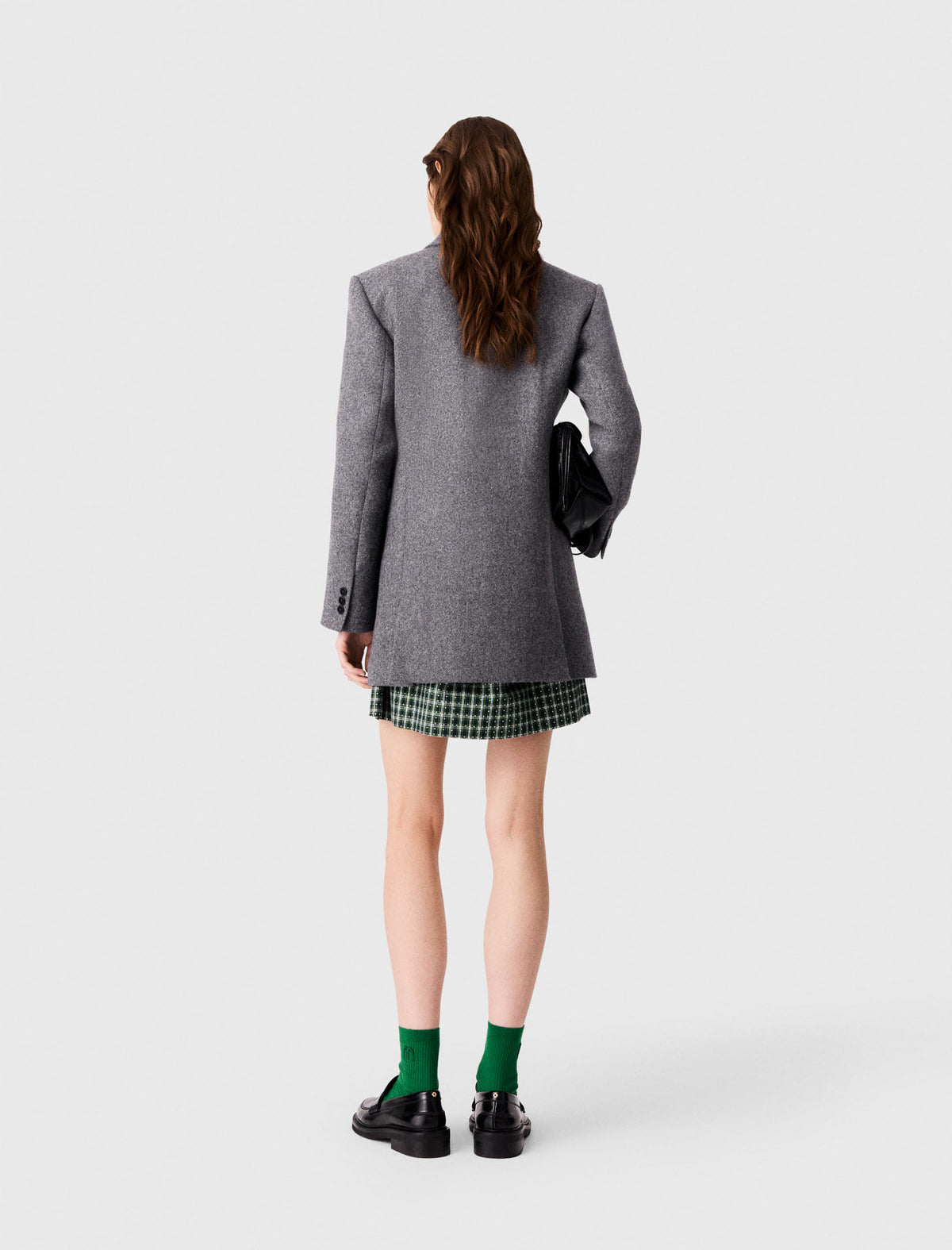 Mid-length wool blend coat Grey