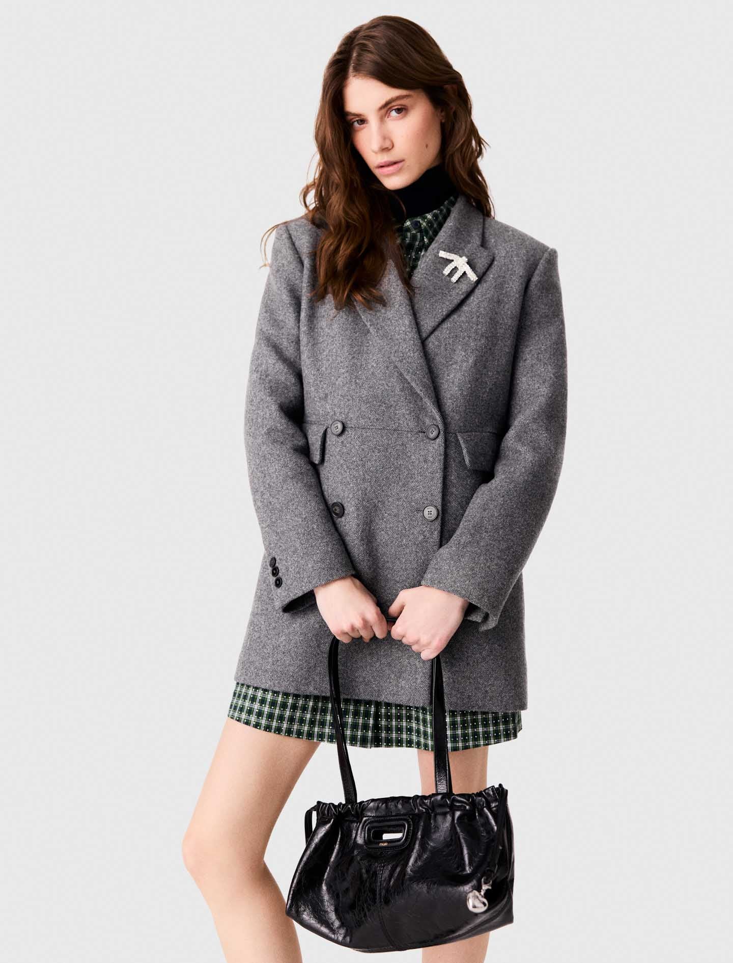 Mid-length wool blend coat Grey