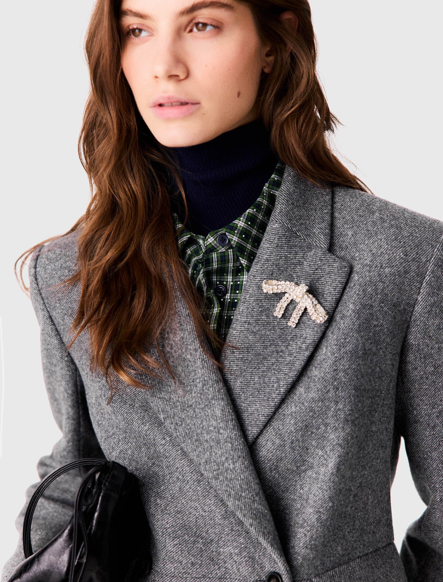 Mid-length wool blend coat Grey