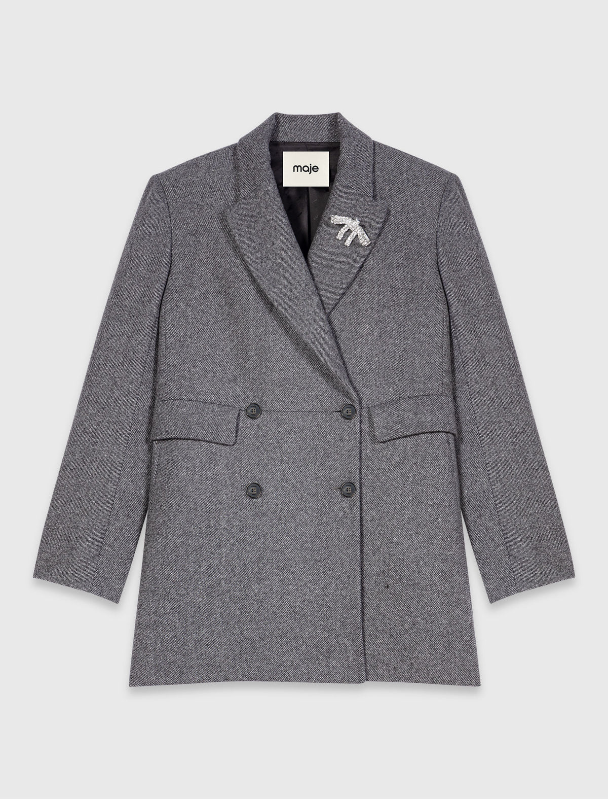 Mid-length wool blend coat Grey