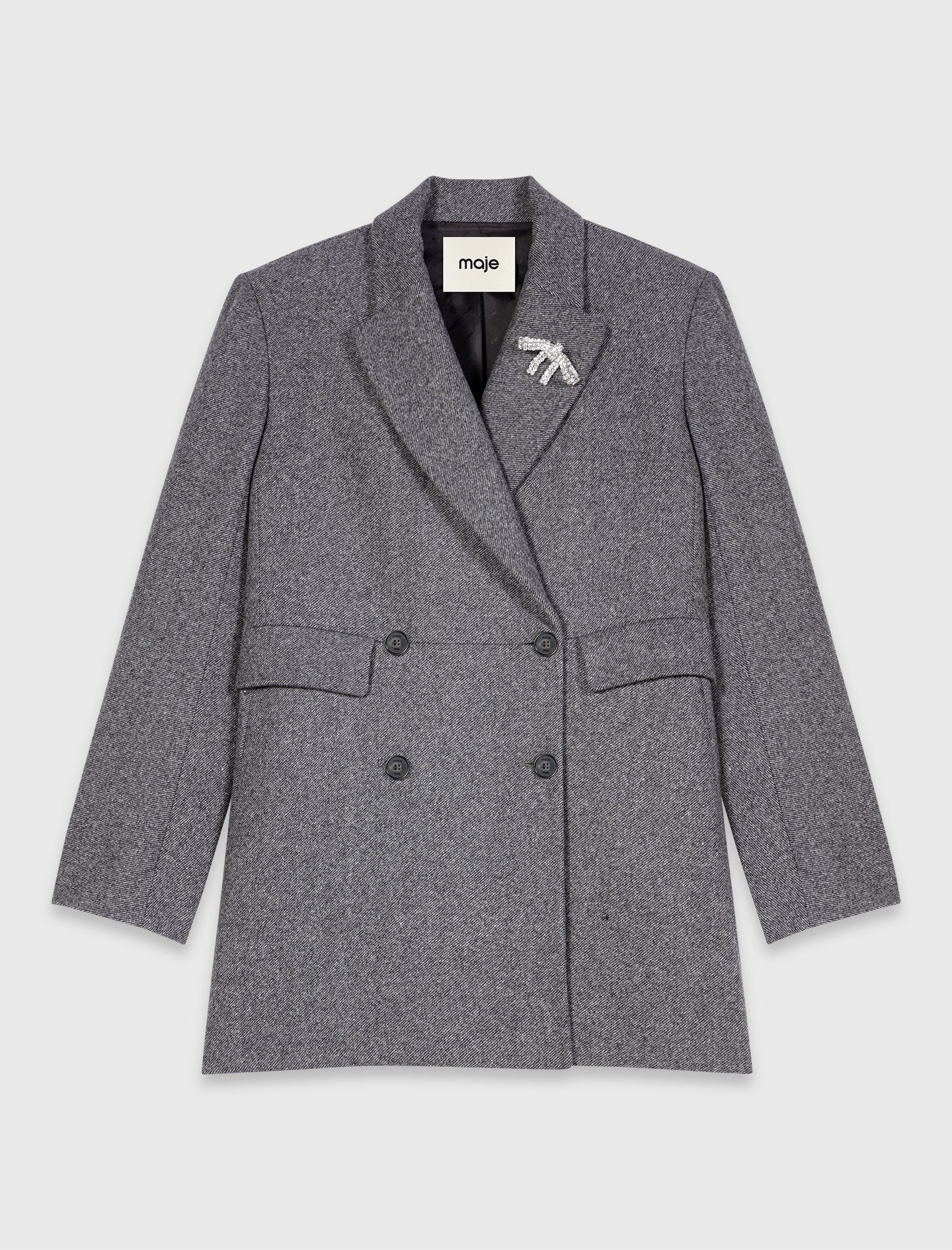 Mid-length wool blend coat Grey