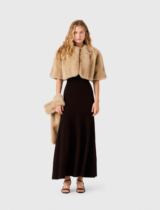 Short Faux Fur Jacket Beige