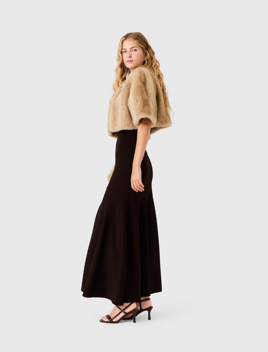 Short Faux Fur Jacket Beige