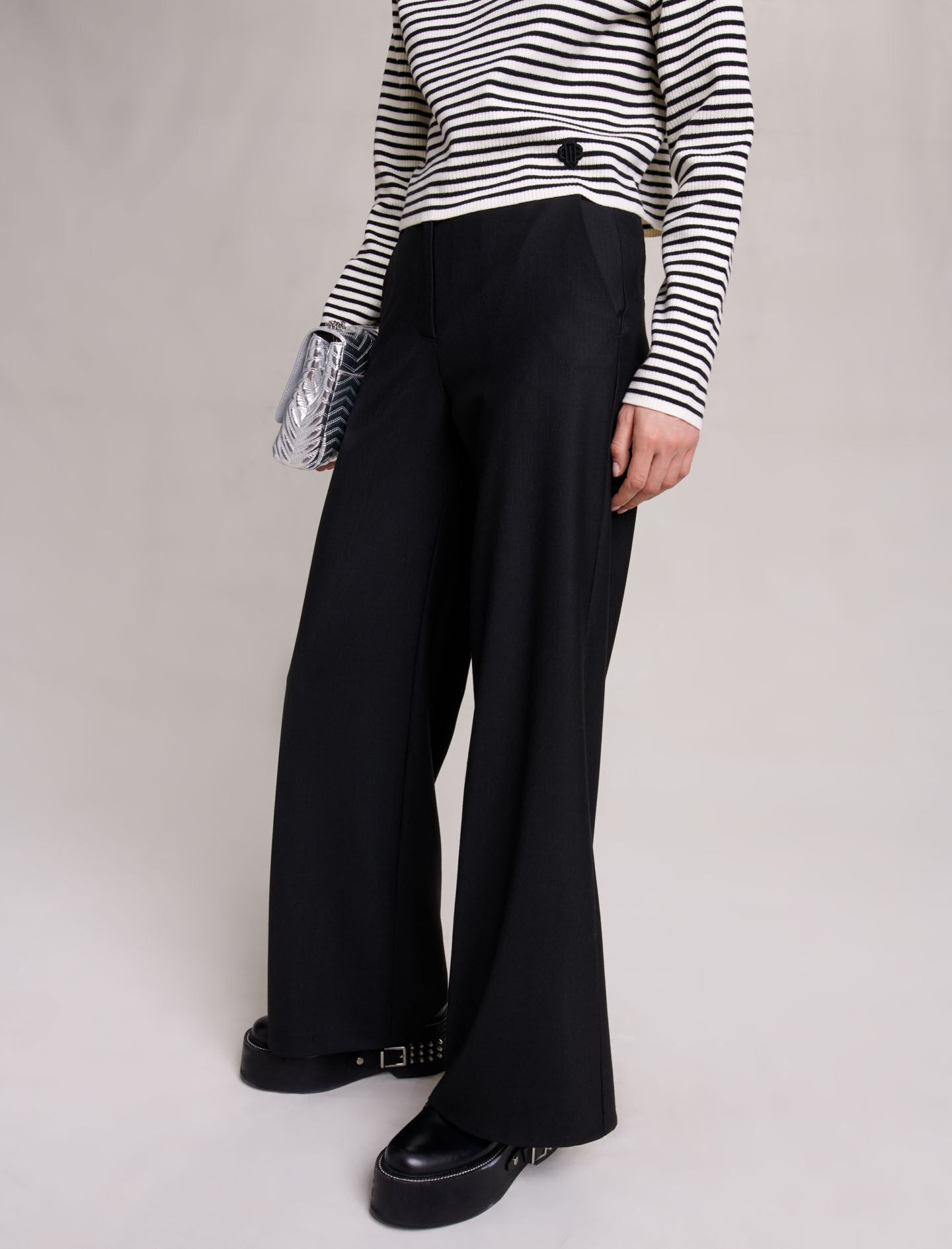 Black  -flared trousers