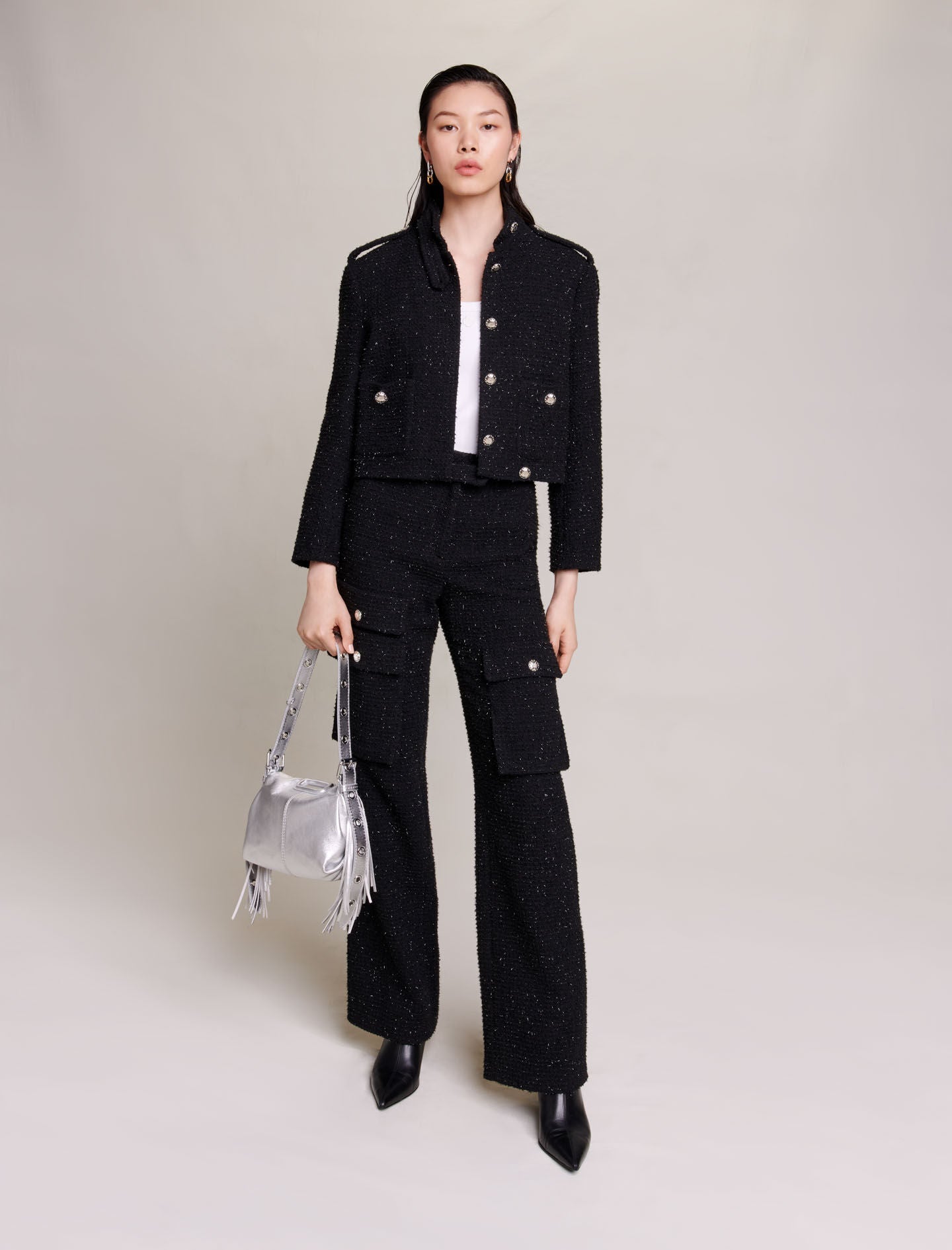 Black-featured-tweed trousers