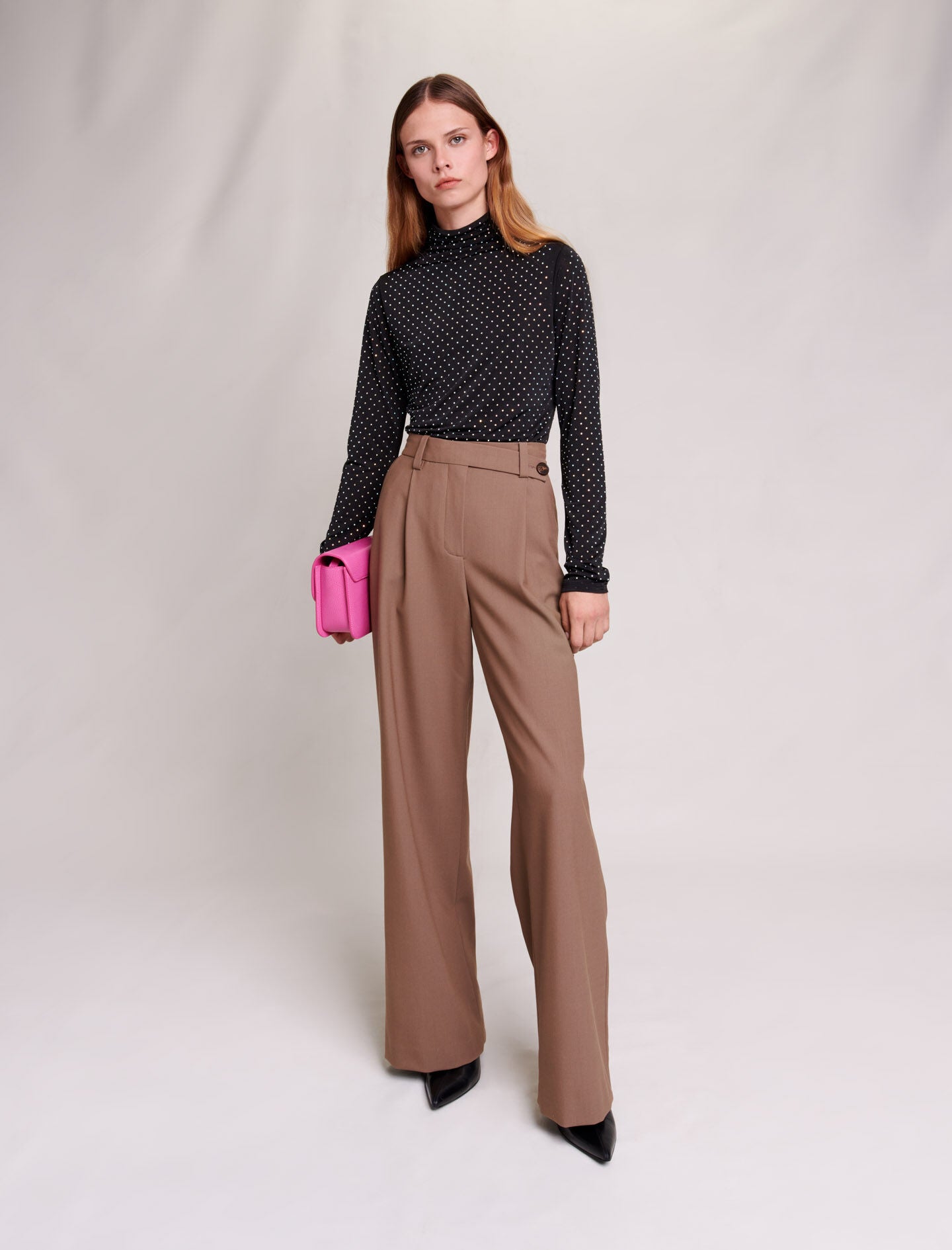 Camel-featured-wide-leg trousers