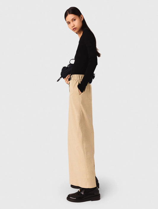 Wide-leg cotton trousers Beige Light