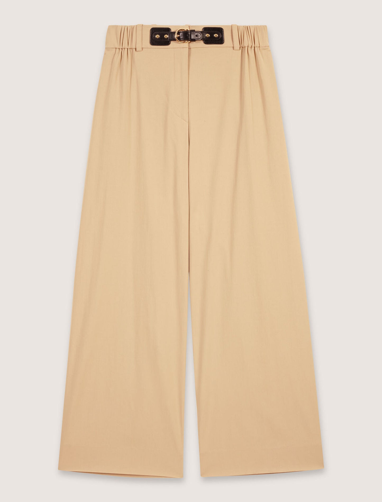 Wide-leg cotton trousers Beige Light