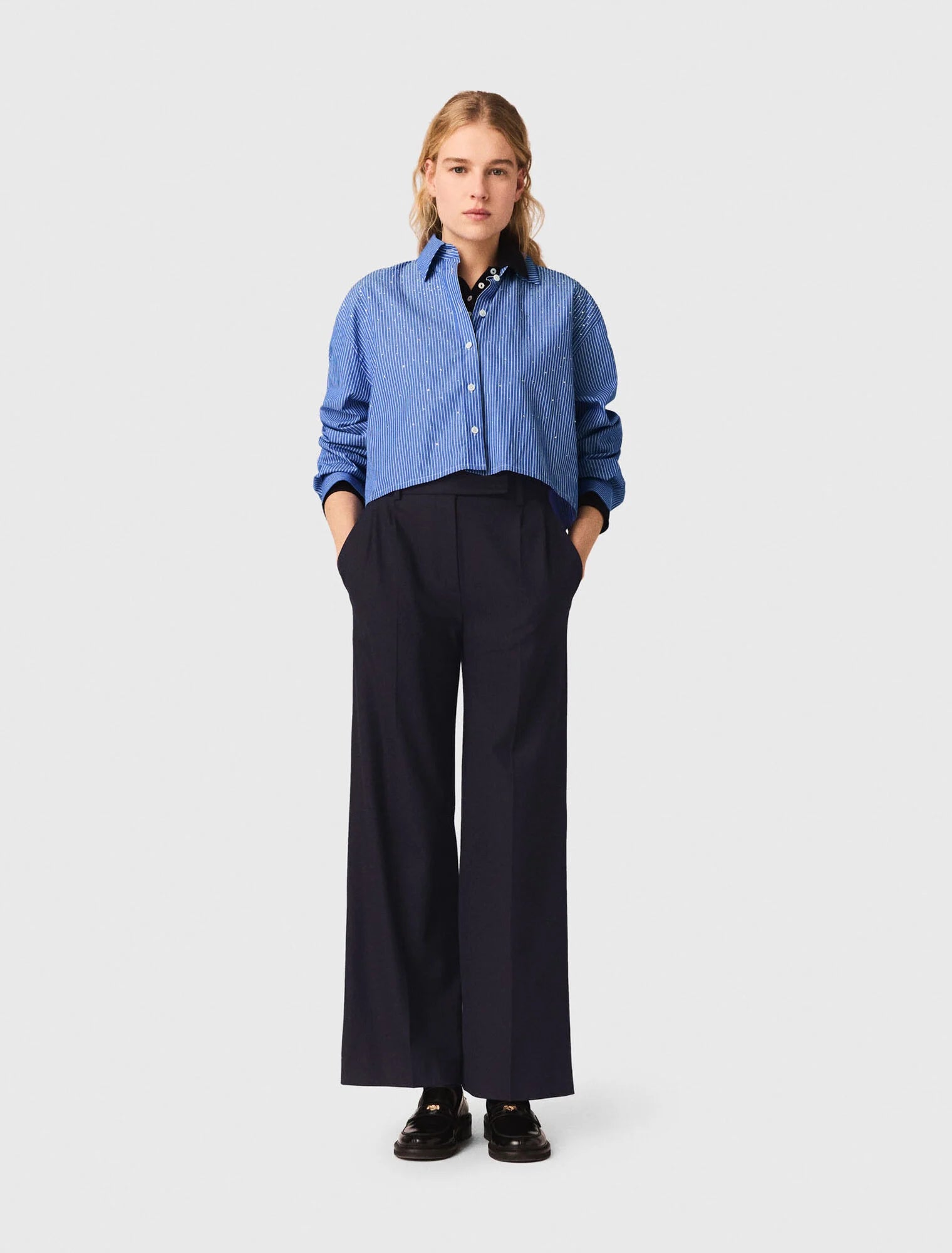 Wide-leg suit trousers Black