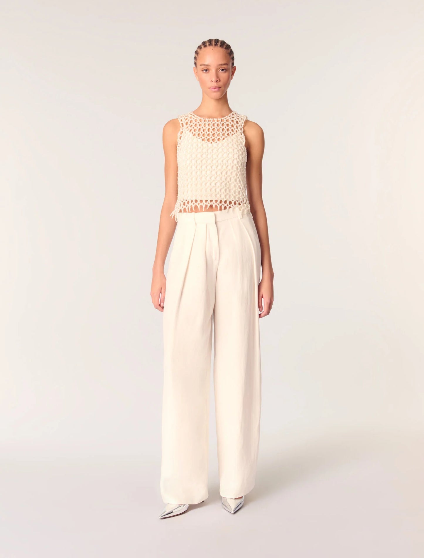 Ecru-featured-Wide-Leg Suit Trousers