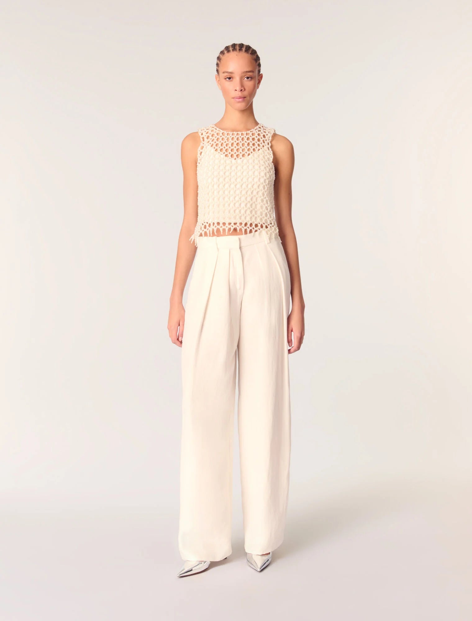 Ecru-featured-Wide-Leg Suit Trousers